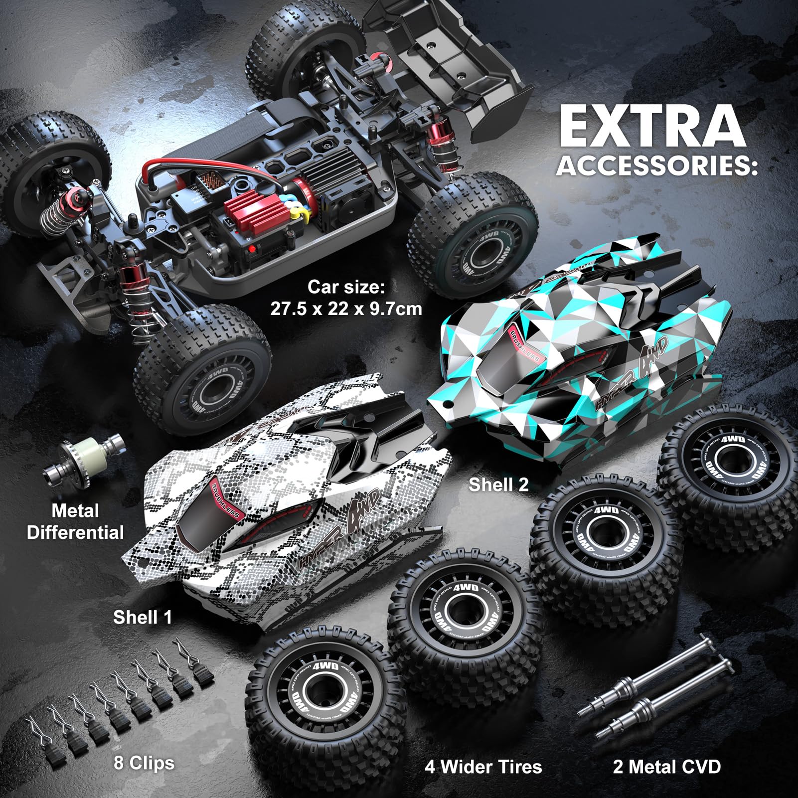 Foto 7 pulgar | Cochecito Rc Hyper Go H16pl 1/16 Rtr Sin Escobillas 62 Km/h 2s 2000 Mah - Venta Internacional.