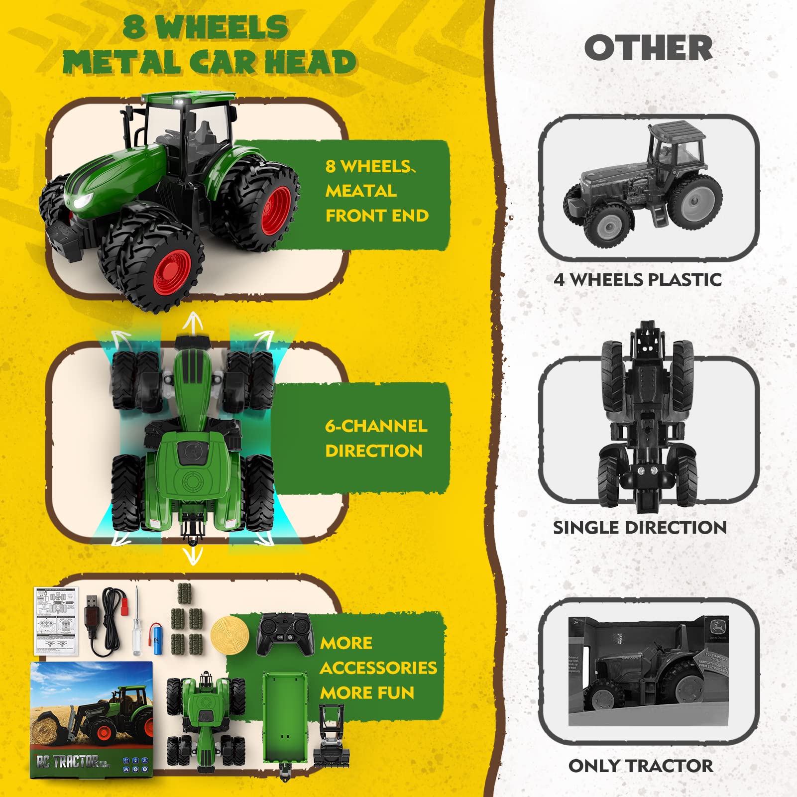 Foto 4 pulgar | Tractor De Control Remoto De Juguete Uarzt Con Camión Y Remolque Para Niños - Venta Internacional.
