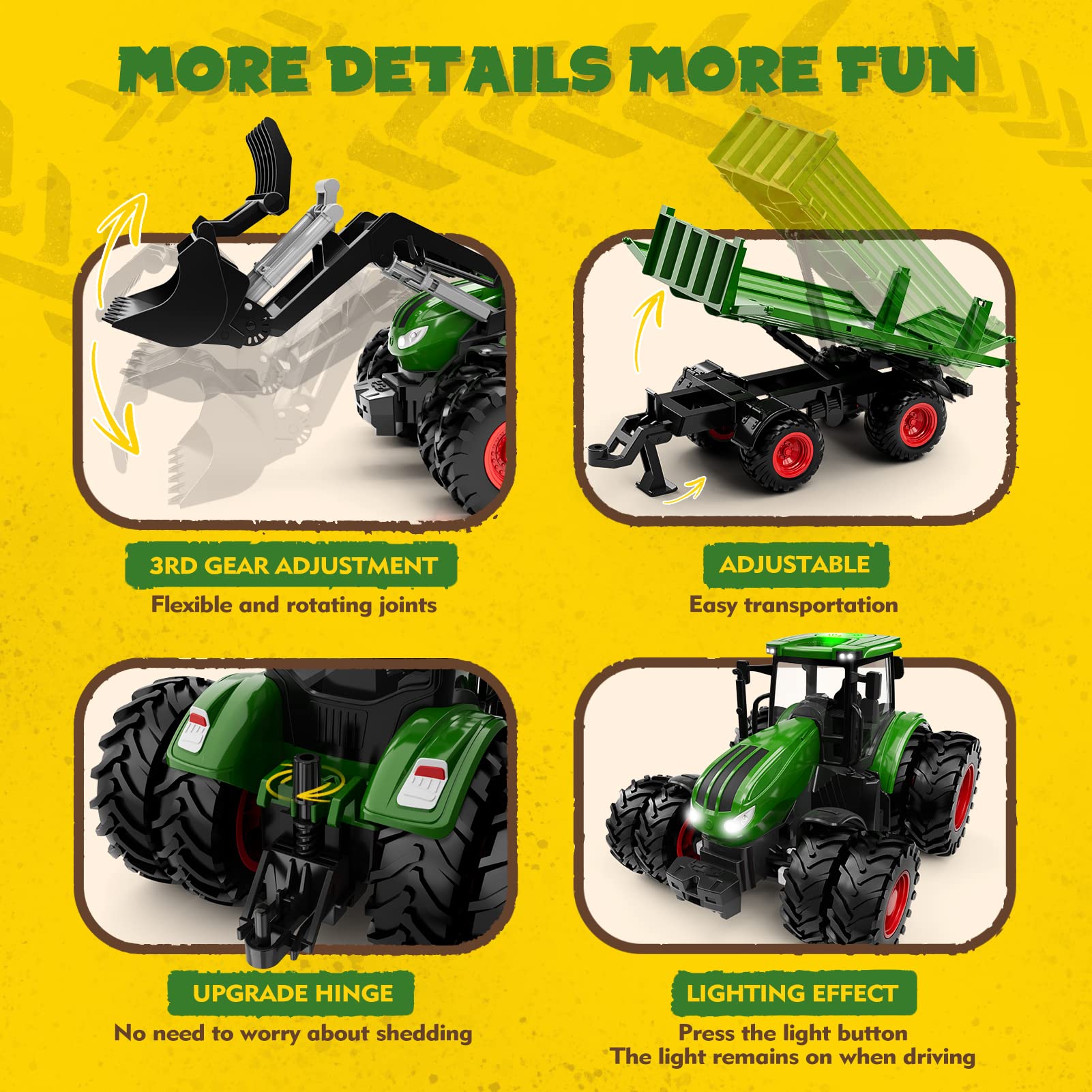Foto 6 pulgar | Tractor De Control Remoto De Juguete Uarzt Con Camión Y Remolque Para Niños - Venta Internacional.