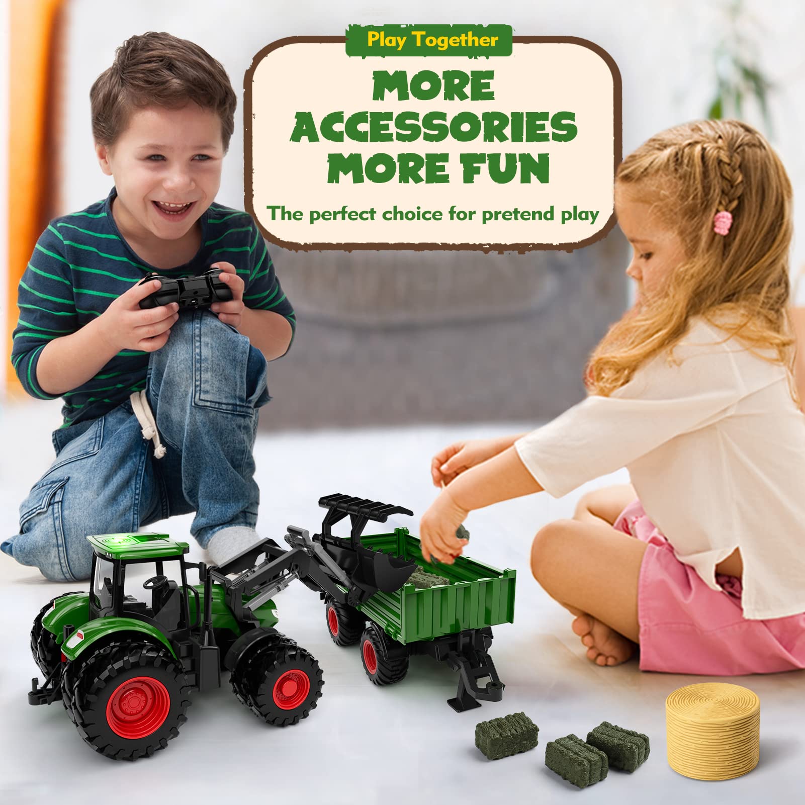 Foto 7 pulgar | Tractor De Control Remoto De Juguete Uarzt Con Camión Y Remolque Para Niños - Venta Internacional.