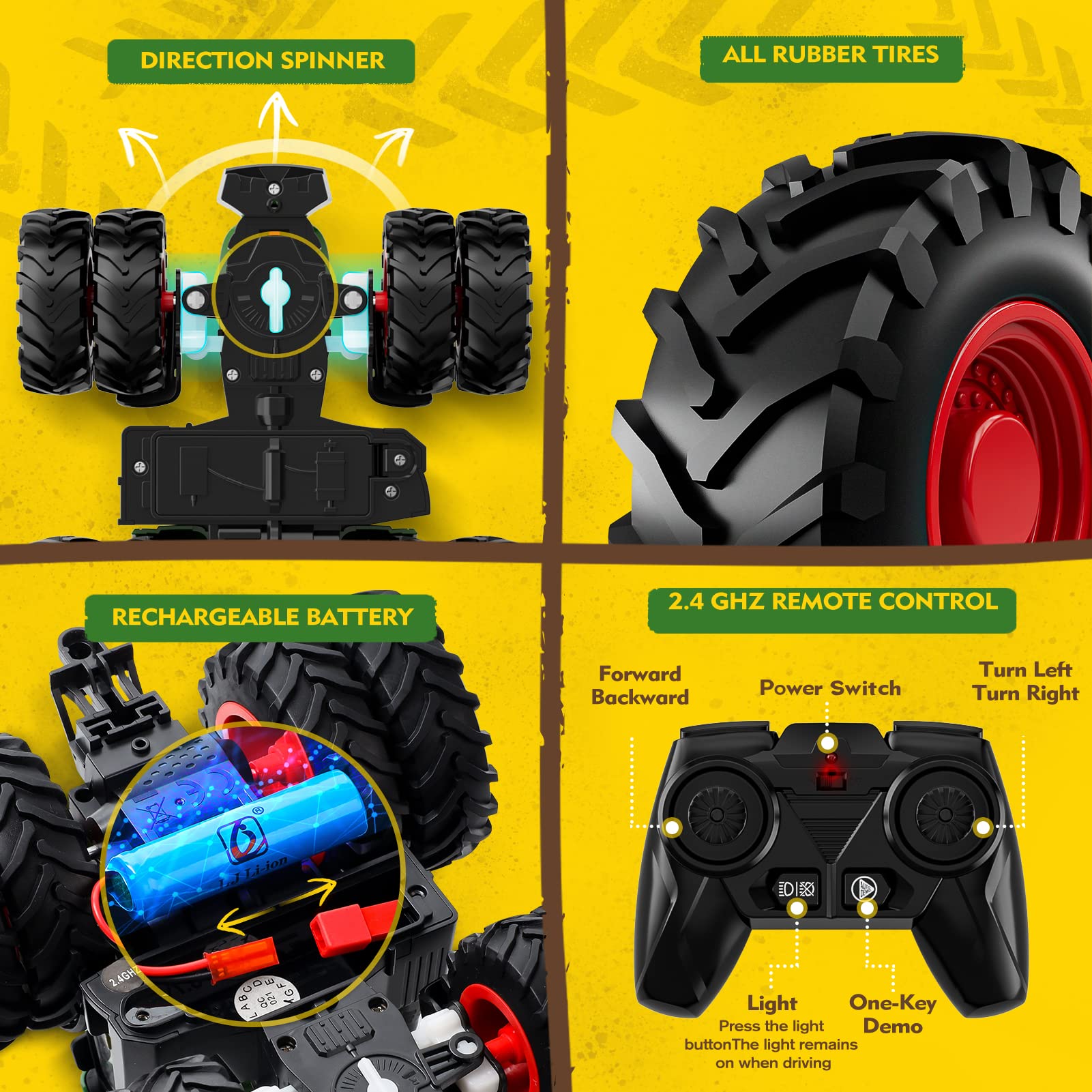 Foto 8 pulgar | Tractor De Control Remoto De Juguete Uarzt Con Camión Y Remolque Para Niños - Venta Internacional.