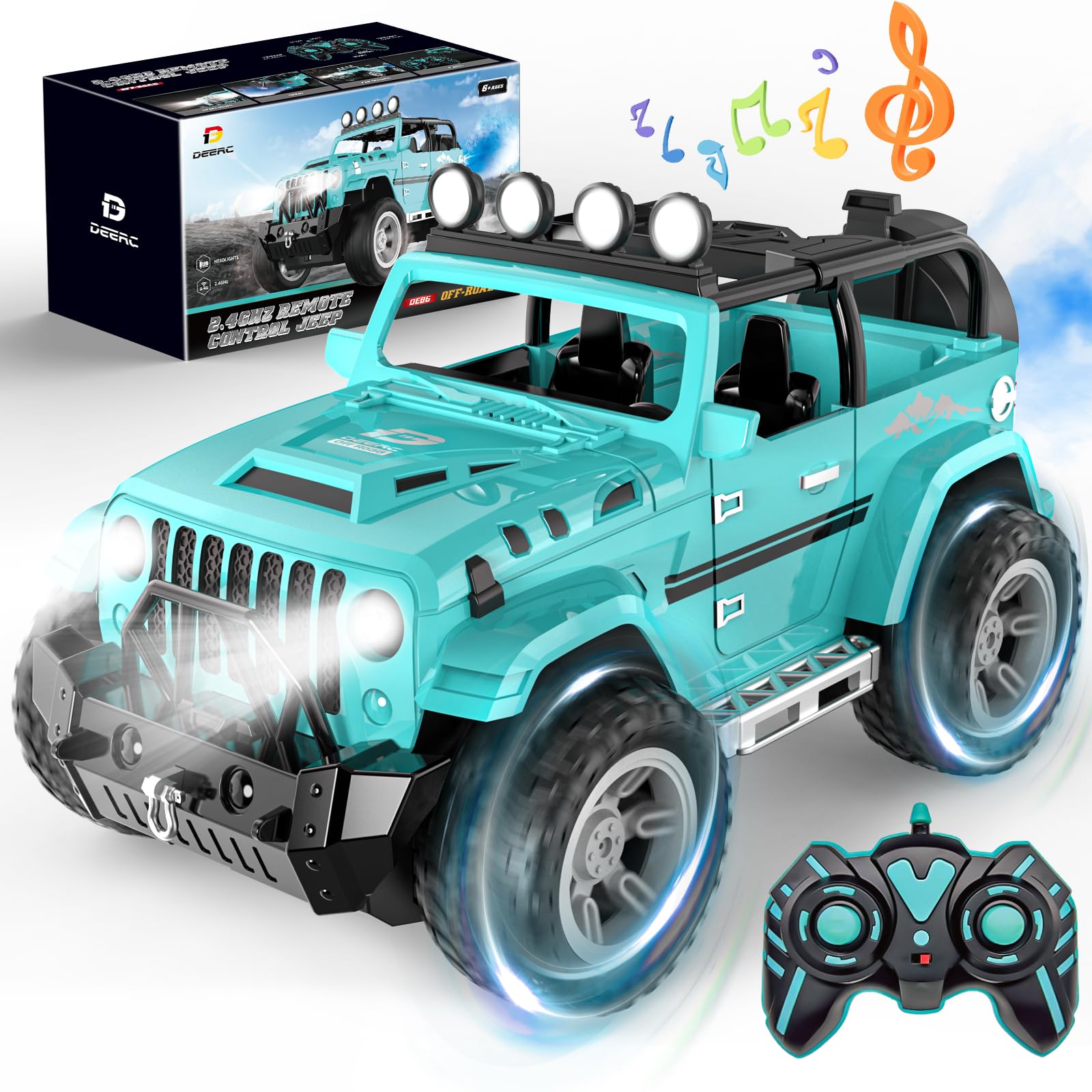 Control Remoto Deerc Para Coche Con Niebla, Niebla Y Música, Escala 1:16 - Venta Internacional.