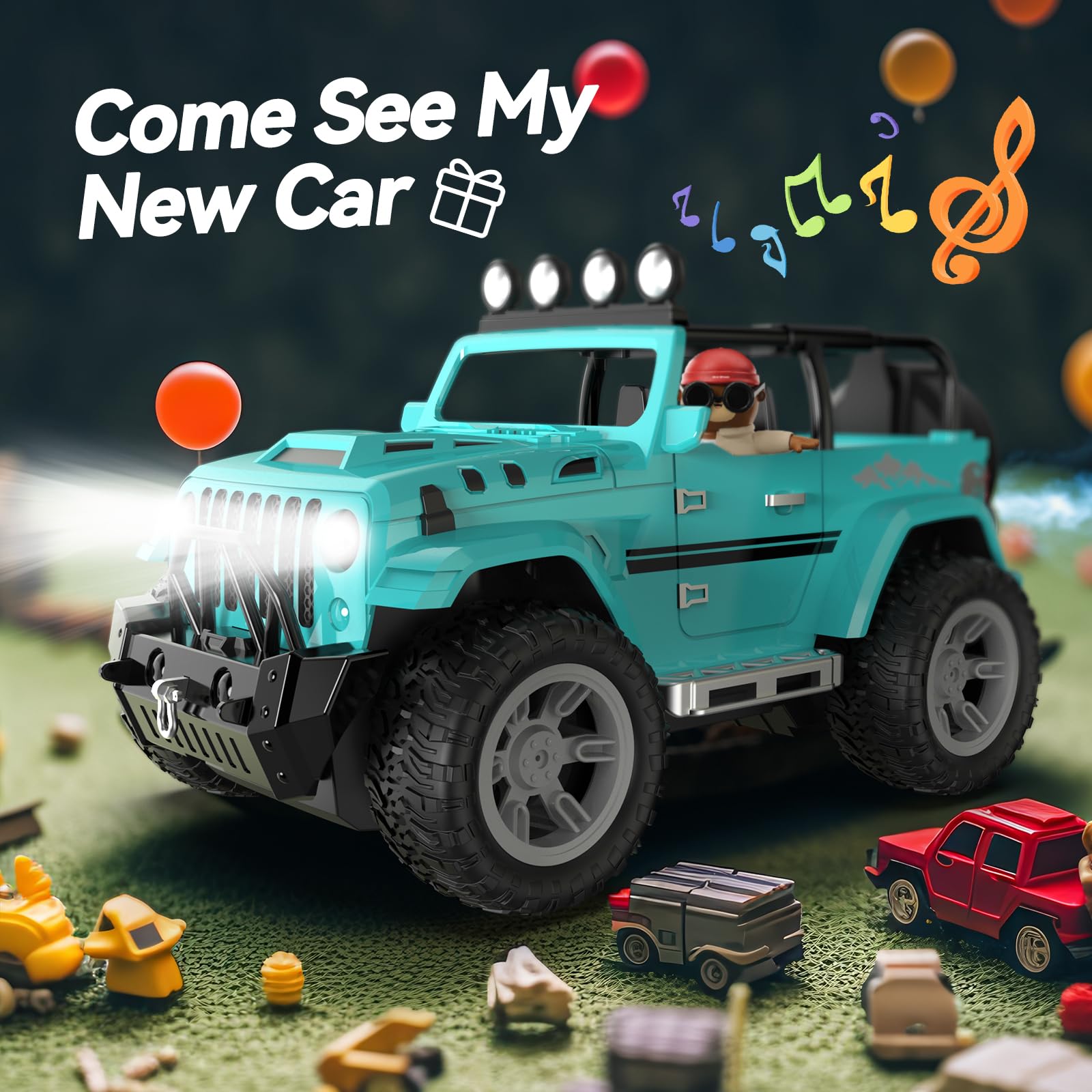 Foto 2 | Control Remoto Deerc Para Coche Con Niebla, Niebla Y Música, Escala 1:16 - Venta Internacional.