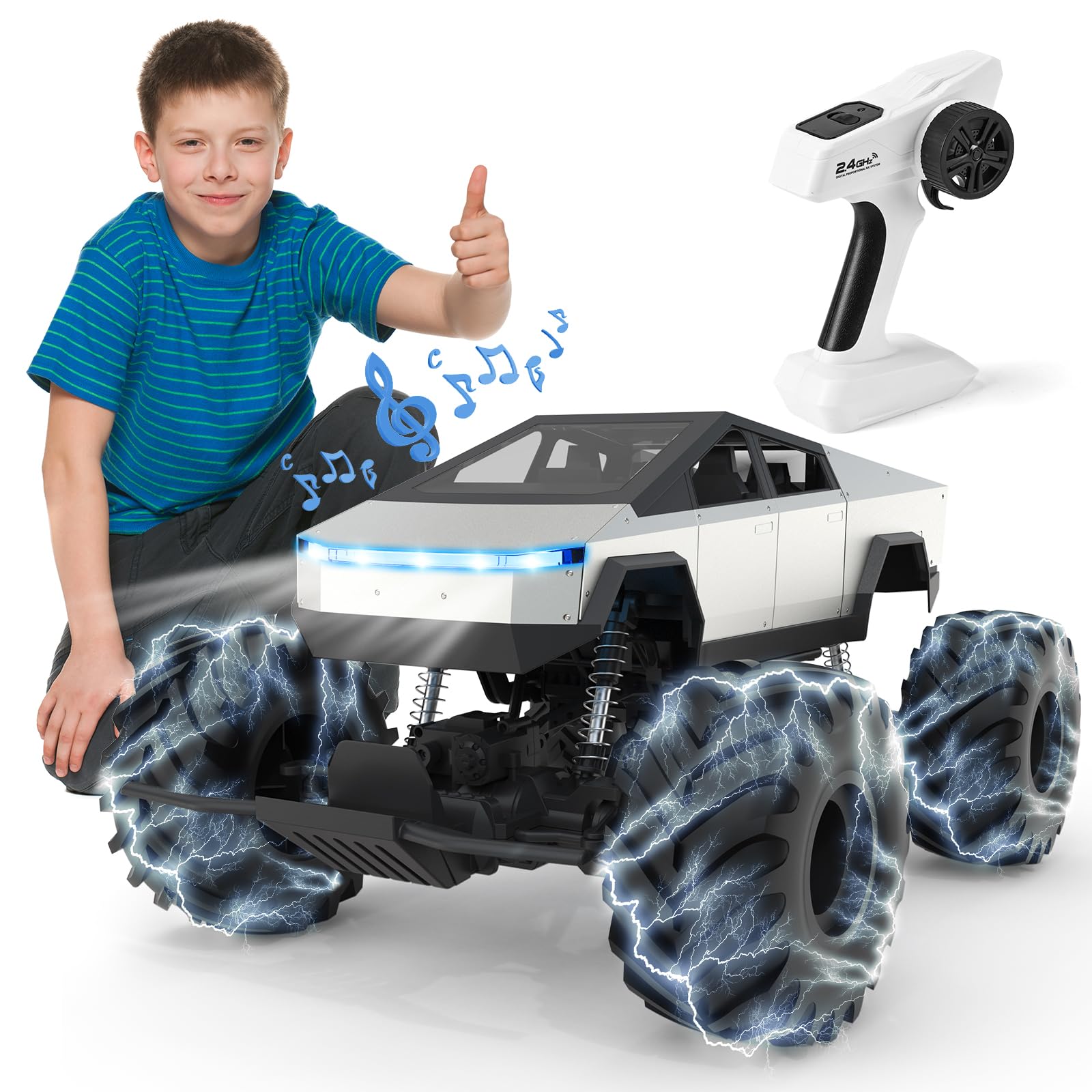 Foto 2 pulgar | Juguete Rc Cybertruck 4wd A Escala 1:8 Con Motores Duales Para Niños - Venta Internacional.