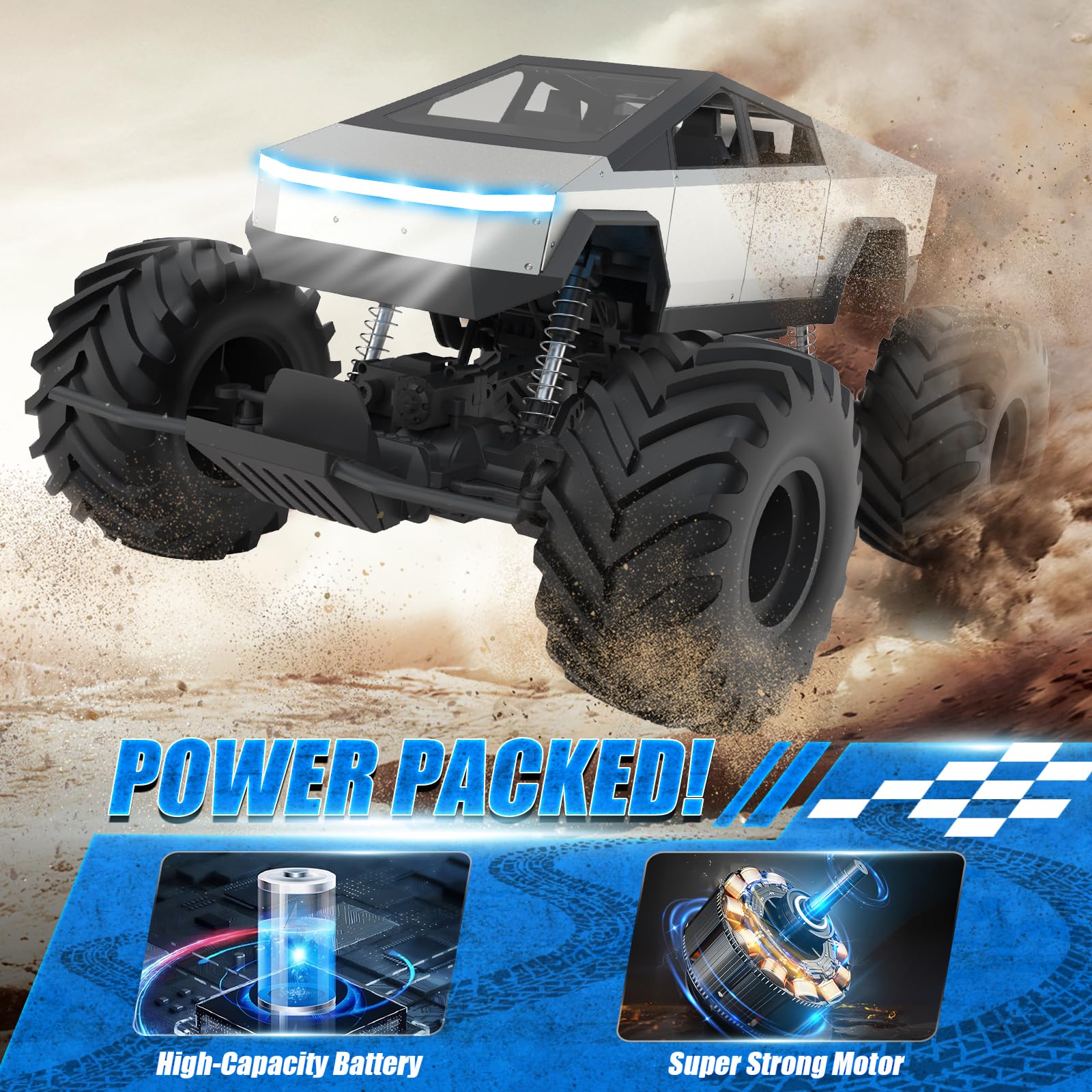 Foto 5 pulgar | Juguete Rc Cybertruck 4wd A Escala 1:8 Con Motores Duales Para Niños - Venta Internacional.