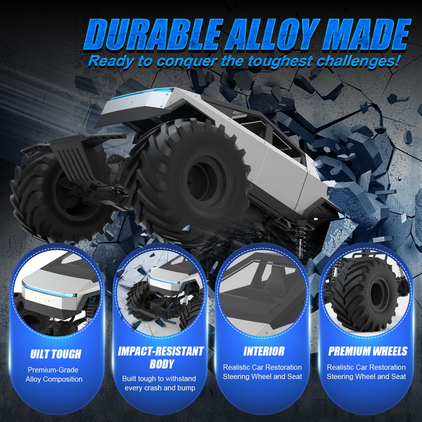 Foto 7 pulgar | Juguete Rc Cybertruck 4wd A Escala 1:8 Con Motores Duales Para Niños - Venta Internacional.