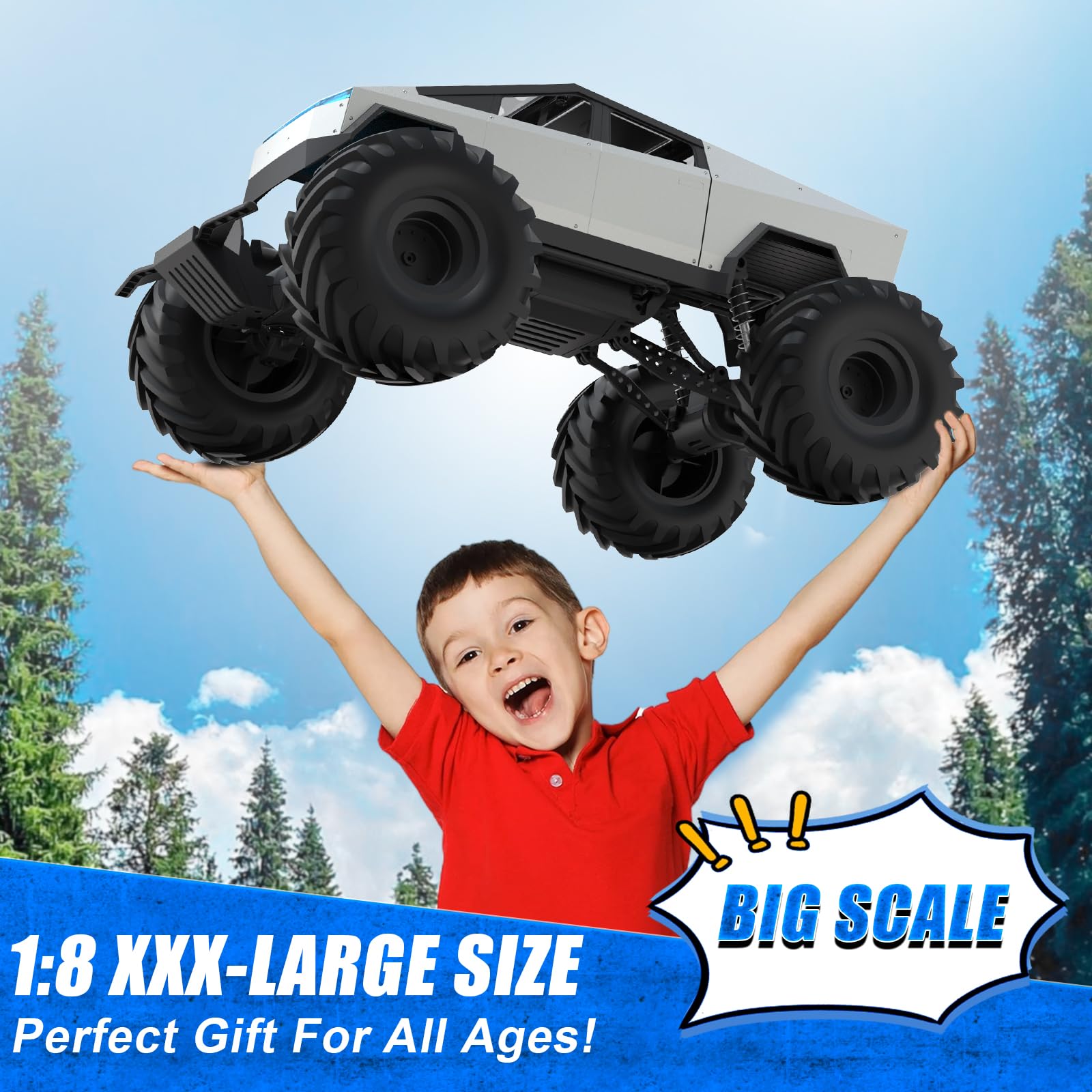 Foto 8 pulgar | Juguete Rc Cybertruck 4wd A Escala 1:8 Con Motores Duales Para Niños - Venta Internacional.