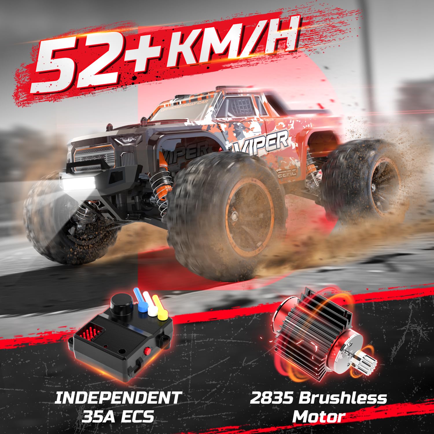 Foto 3 pulgar | Coche Rc Deerc H16r Sin Escobillas 1:16 52 Km/h 4x4 Rtr Regalo - Venta Internacional.