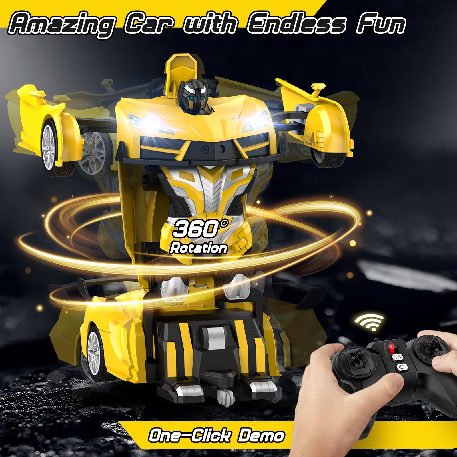 Foto 4 pulgar | Coche Qumcou Transform Robot con Control Remoto Y Faros Delanteros Geniales - Venta Internacional