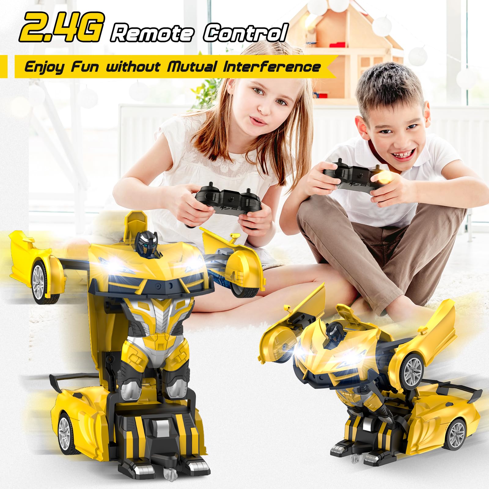 Foto 5 pulgar | Coche Qumcou Transform Robot con Control Remoto Y Faros Delanteros Geniales - Venta Internacional