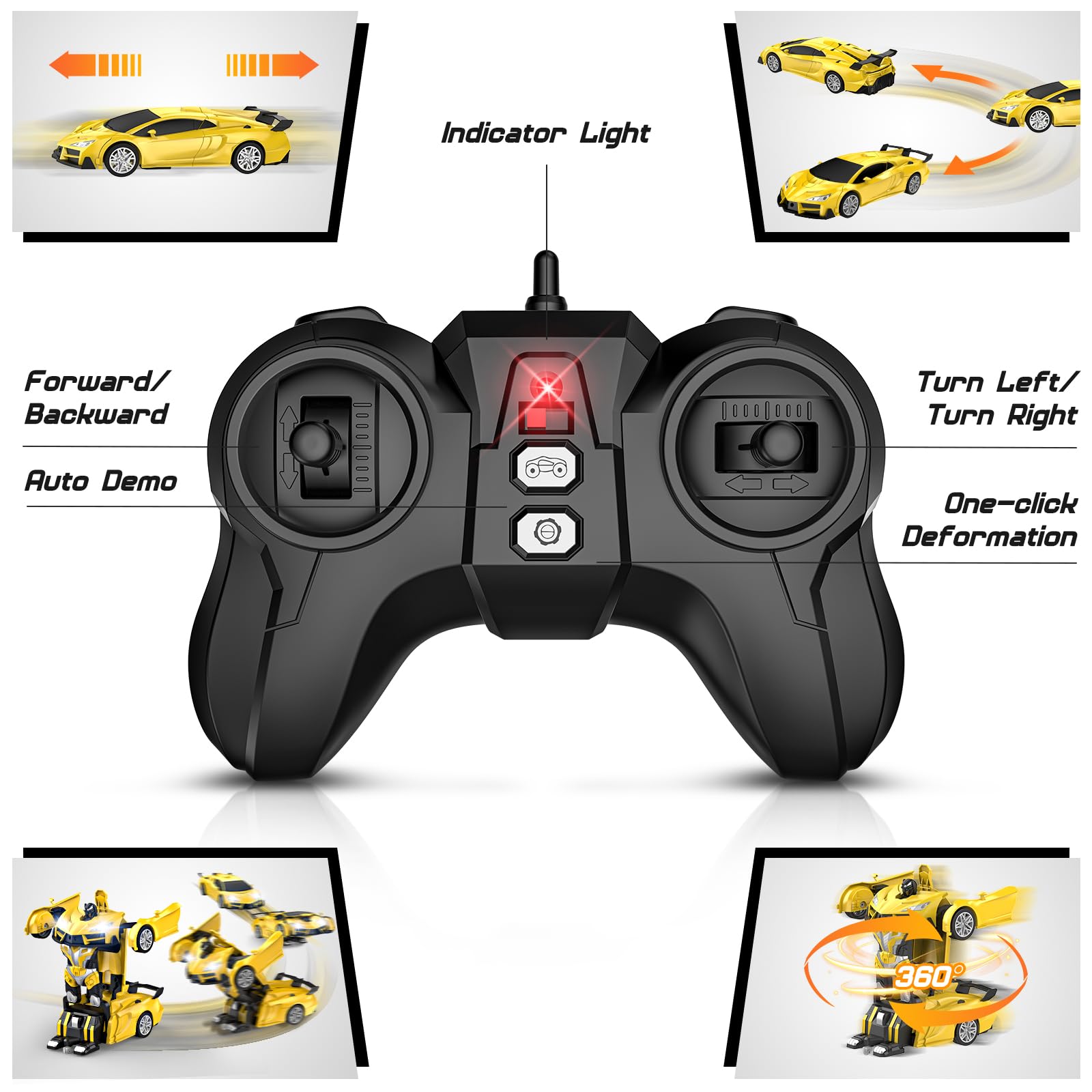 Foto 7 pulgar | Coche Qumcou Transform Robot con Control Remoto Y Faros Delanteros Geniales - Venta Internacional
