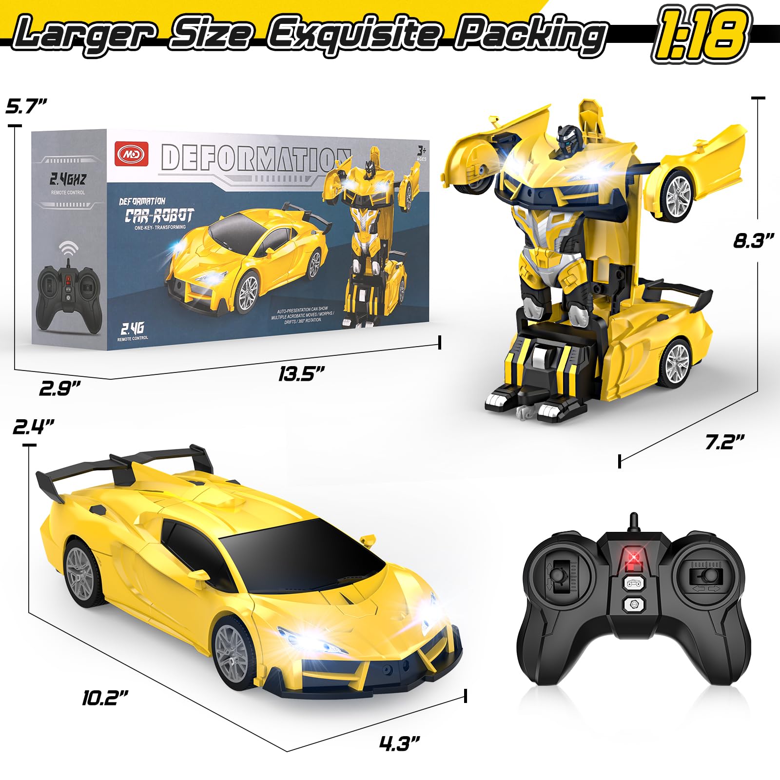 Foto 7 | Coche Qumcou Transform Robot con Control Remoto Y Faros Delanteros Geniales - Venta Internacional