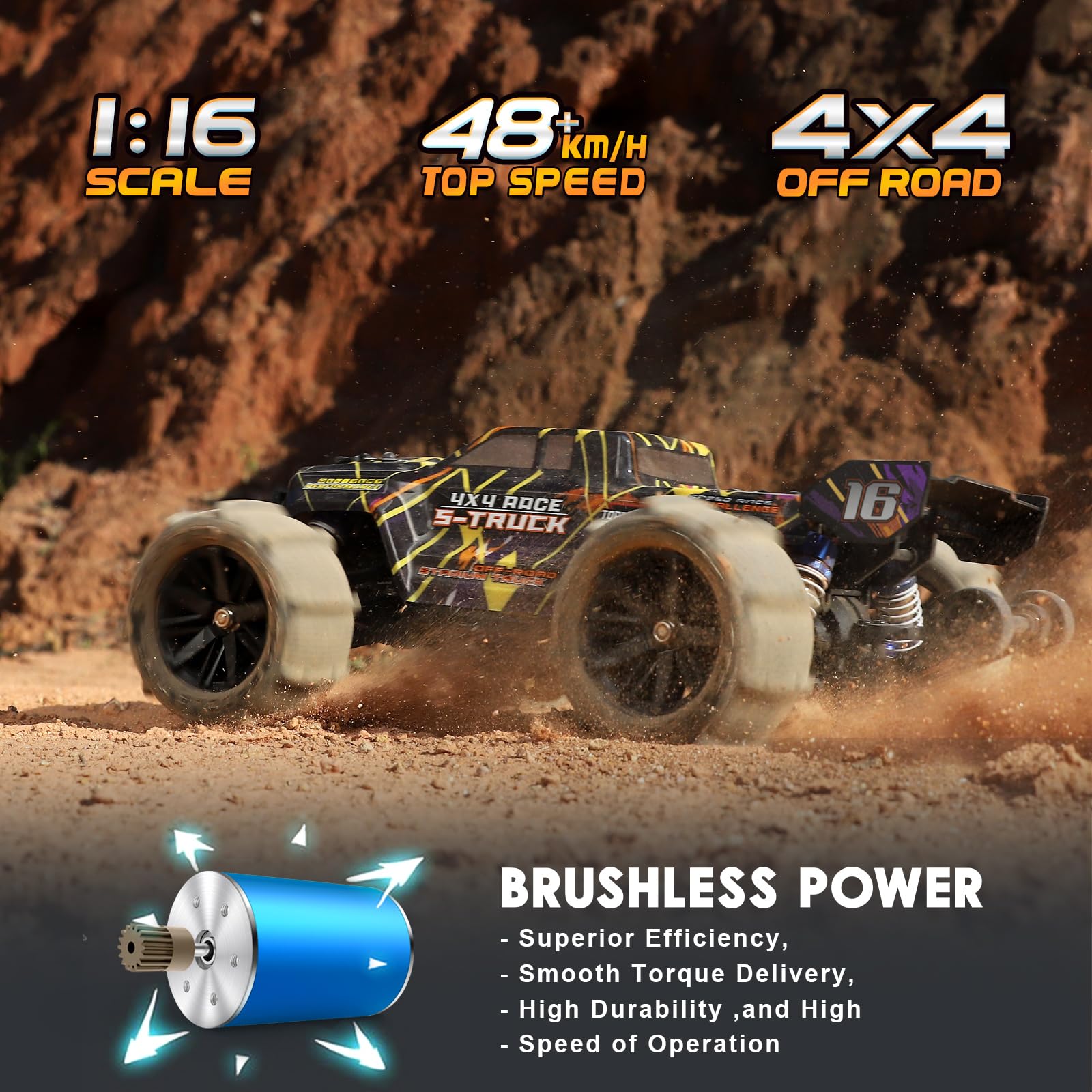 Foto 6 pulgar | Coche Rc Haiboxing 16890a  Escala 1/16 4x4 Sin Escobillas 48 Km/h - Venta Internacional