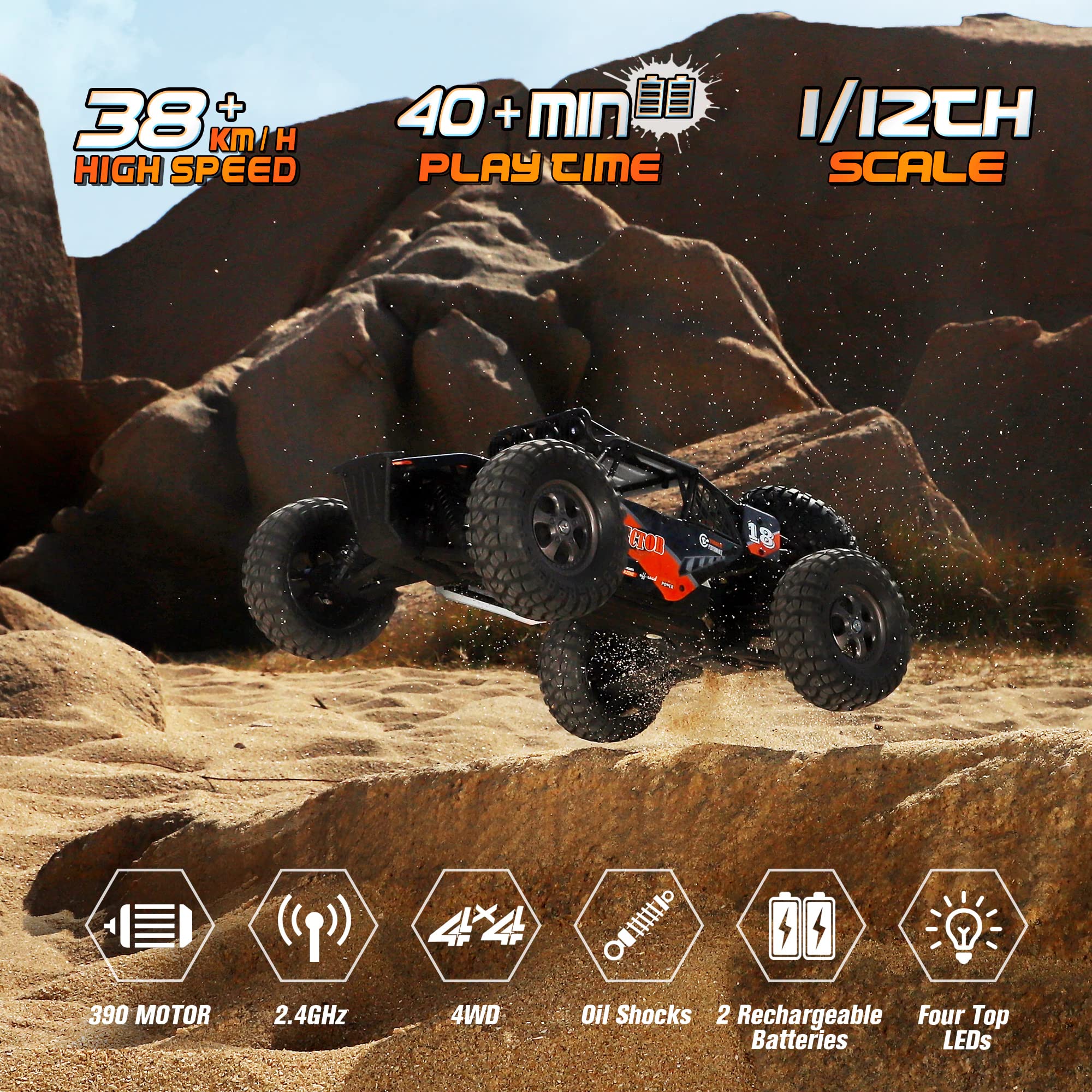 Foto 2 | Coche Rc Todo Terreno Hbx, Escala 1:12, Velocidad De Más De  - Venta Internacional.
