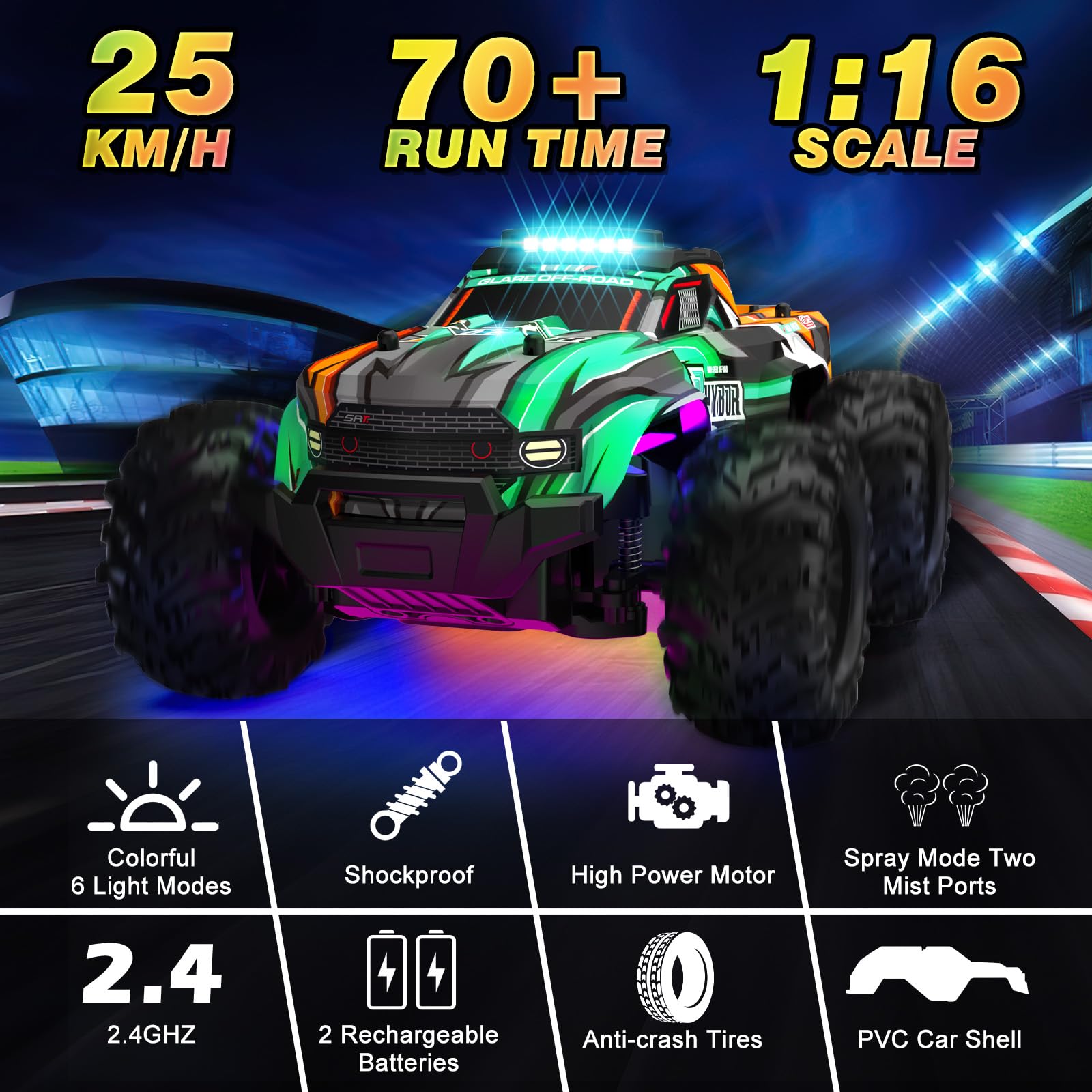 Foto 4 | Coche A Control Remoto Bluejay 1:16 Todo Terreno Rc Con Led - Venta Internacional.