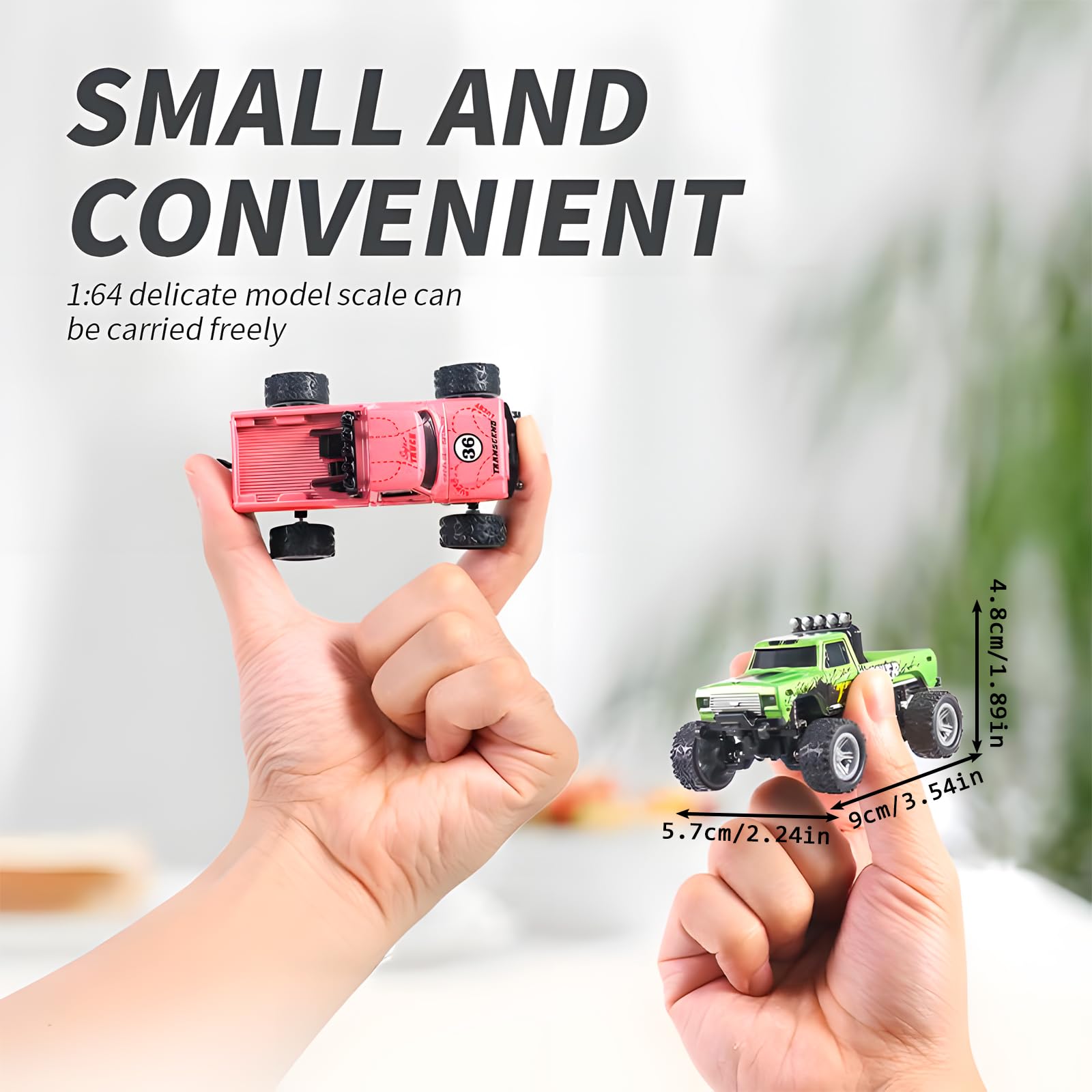 Foto 6 pulgar | Rc Monster Truck Flashstar Mini A Escala 1:64 Con Luces Rosas - Venta Internacional.