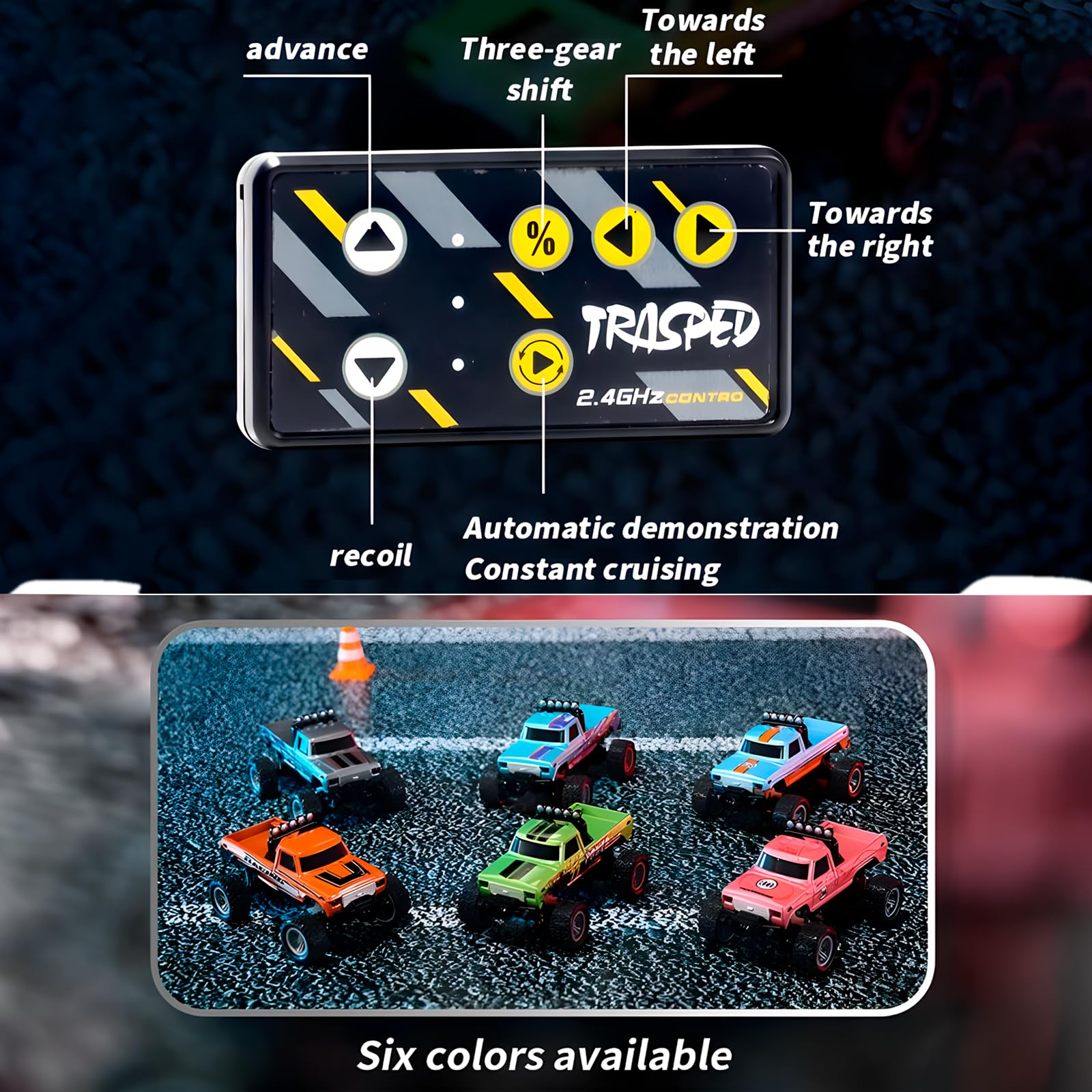 Foto 7 | Rc Monster Truck Flashstar Mini A Escala 1:64 Con Luces Rosas - Venta Internacional.