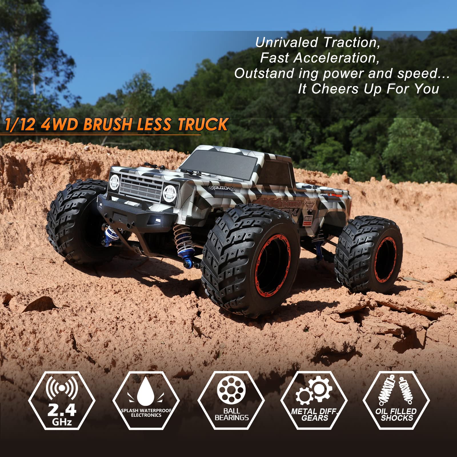 Foto 3 pulgar | Coche Rc Haiboxing 903a A Escala 1/12, Sin Escobillas, 4x4, 55 Km/h, Velocidad - Venta Internacional.
