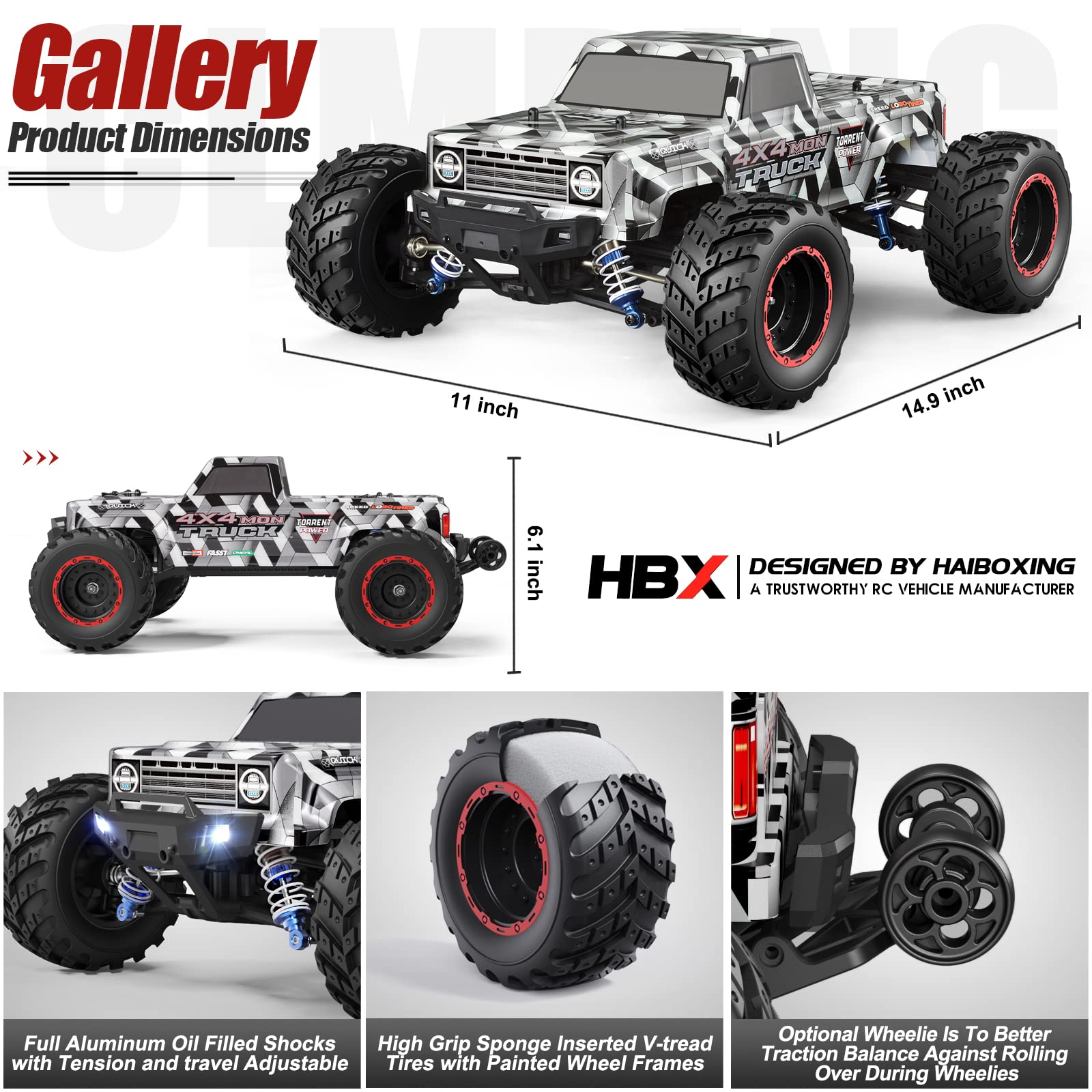 Foto 5 pulgar | Coche Rc Haiboxing 903a A Escala 1/12, Sin Escobillas, 4x4, 55 Km/h, Velocidad - Venta Internacional.