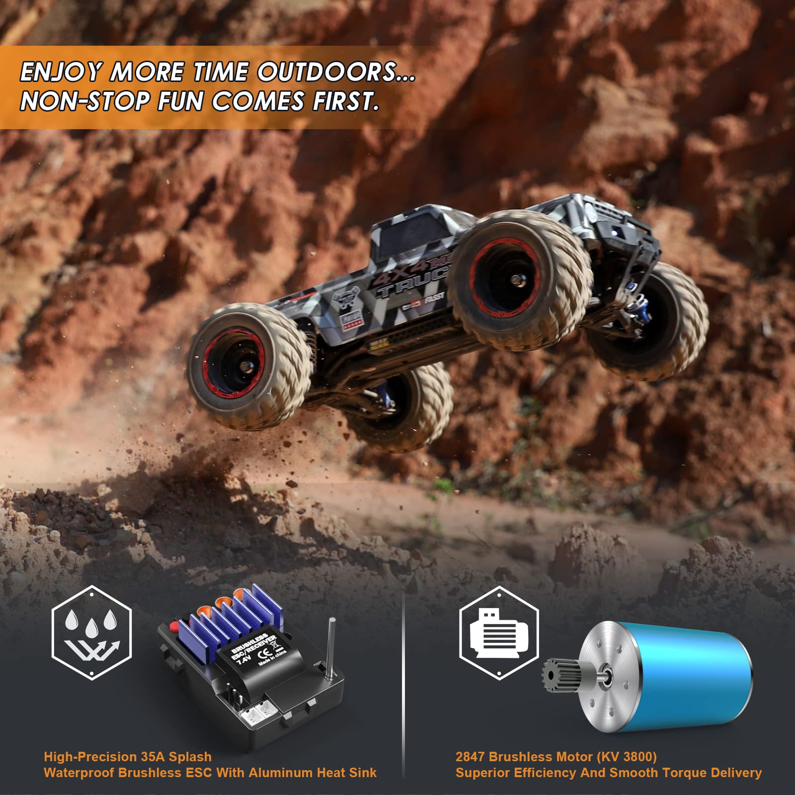 Foto 6 pulgar | Coche Rc Haiboxing 903a A Escala 1/12, Sin Escobillas, 4x4, 55 Km/h, Velocidad - Venta Internacional.