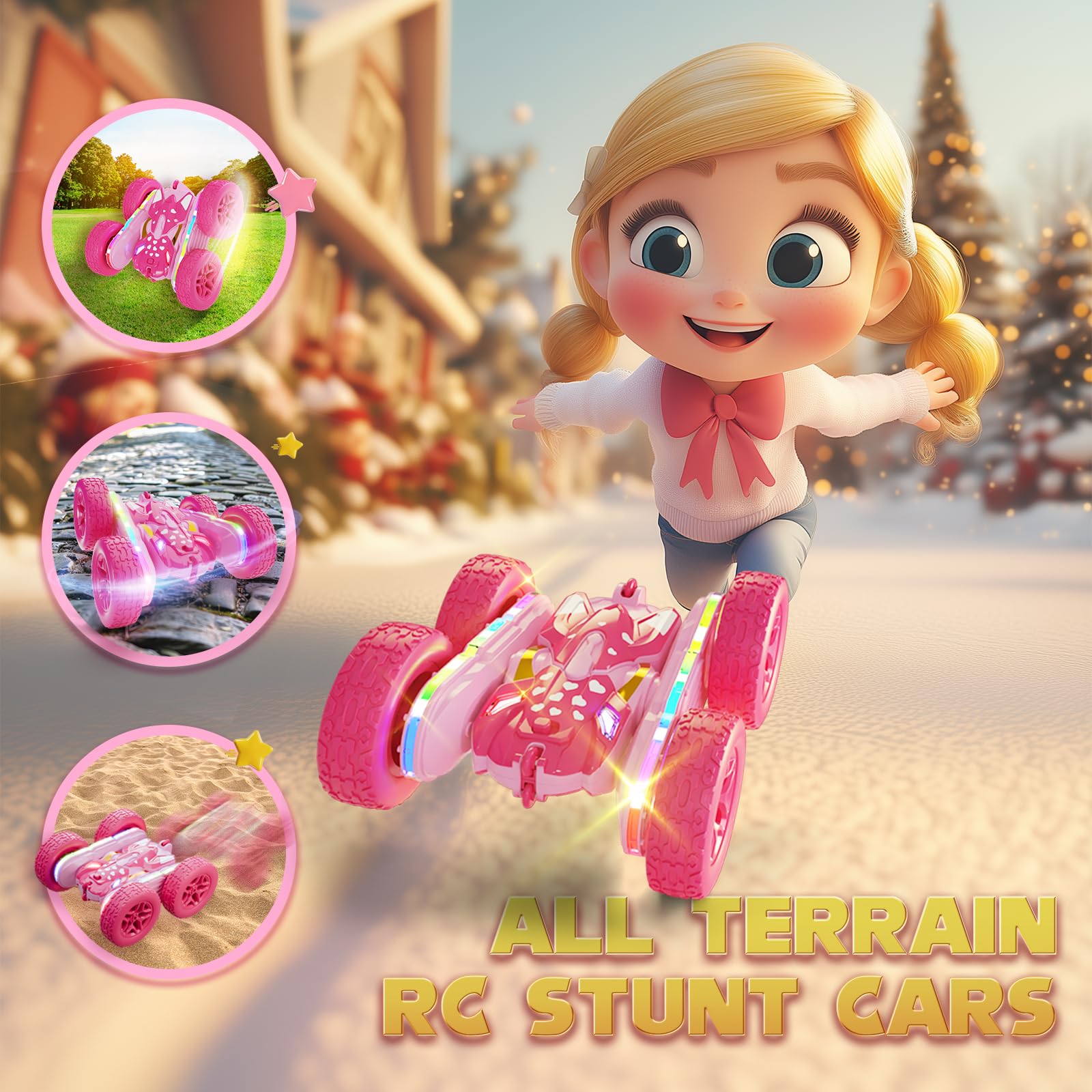 Foto 5 | Auto Con Mando A Distancia Terucle Pink Stunt Con Rotación De 360° Para Niñas - Venta Internacional.