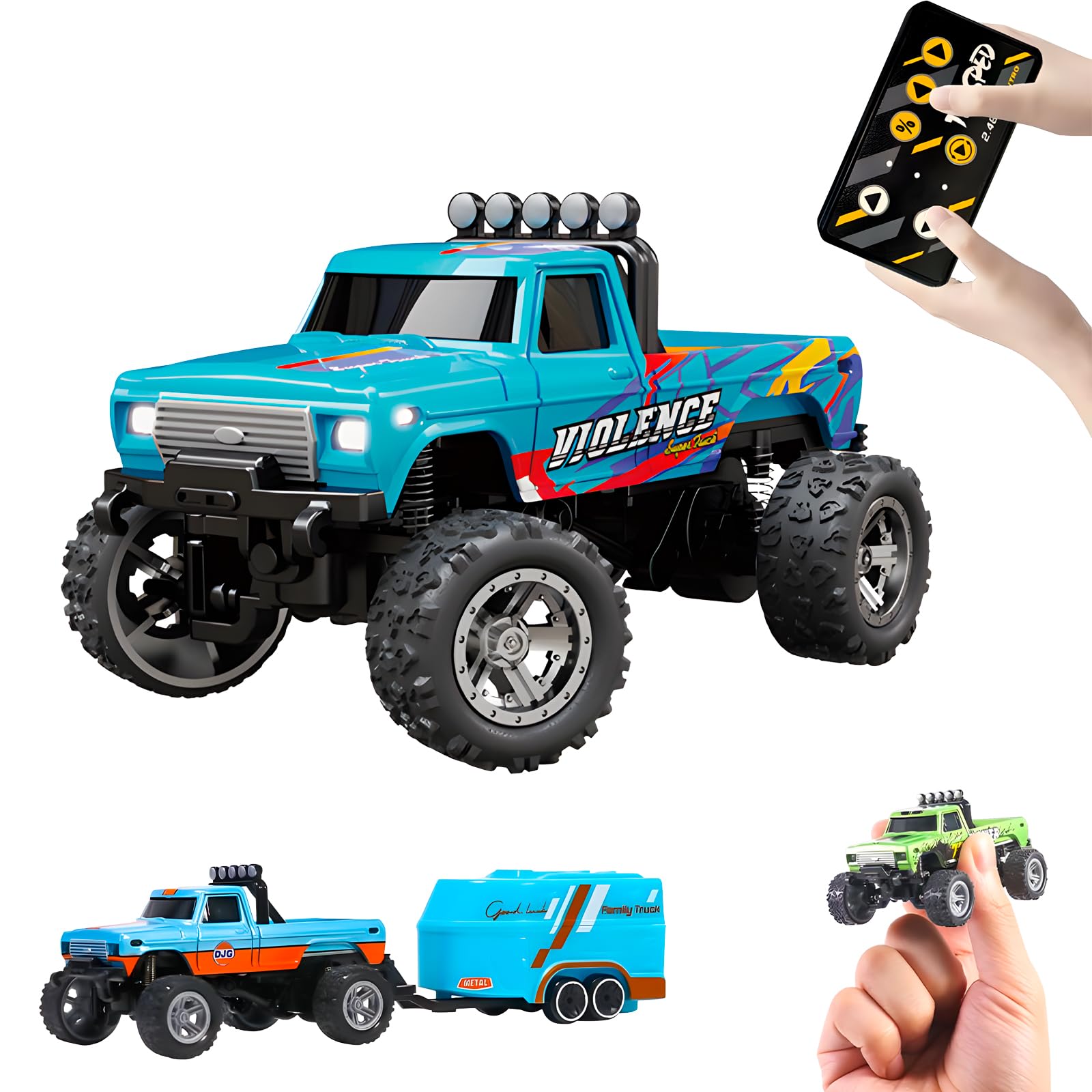 Foto 2 pulgar | Rc Monster Truck Flashstar Mini A Escala 1:64 Con Luces Azul-b - Venta Internacional.