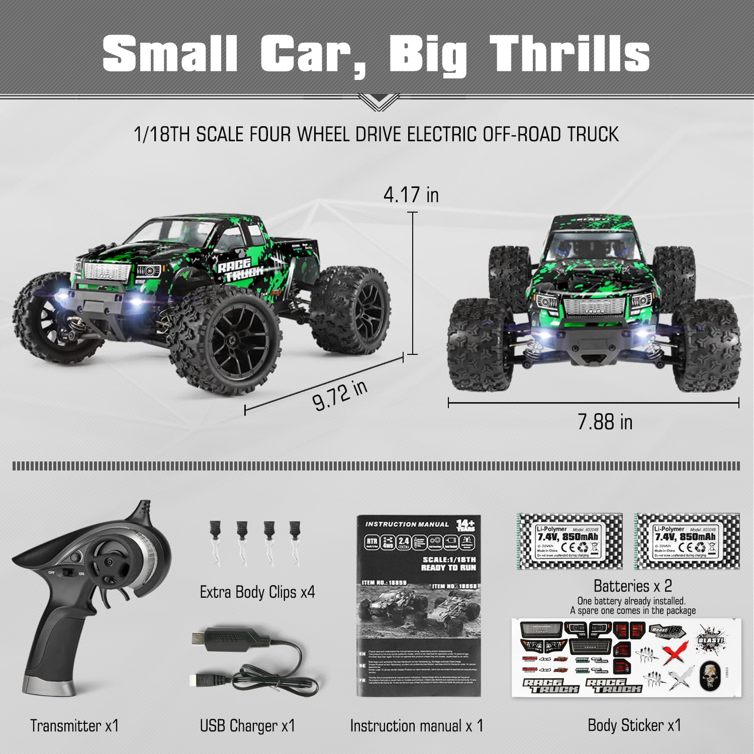Foto 7 | Coche Rc Haiboxing A Escala 1:18 Todo Terreno 36 Kph 4wd 18859 - Venta Internacional.