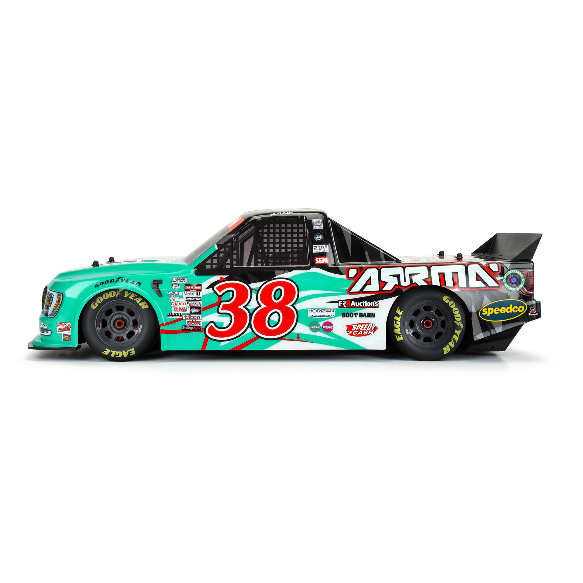 Foto 4 pulgar | Carro Rc Arrma 2023 Le No.38 F150 Nascar Trek Body Teal Infractn 6s - Venta Internacional.