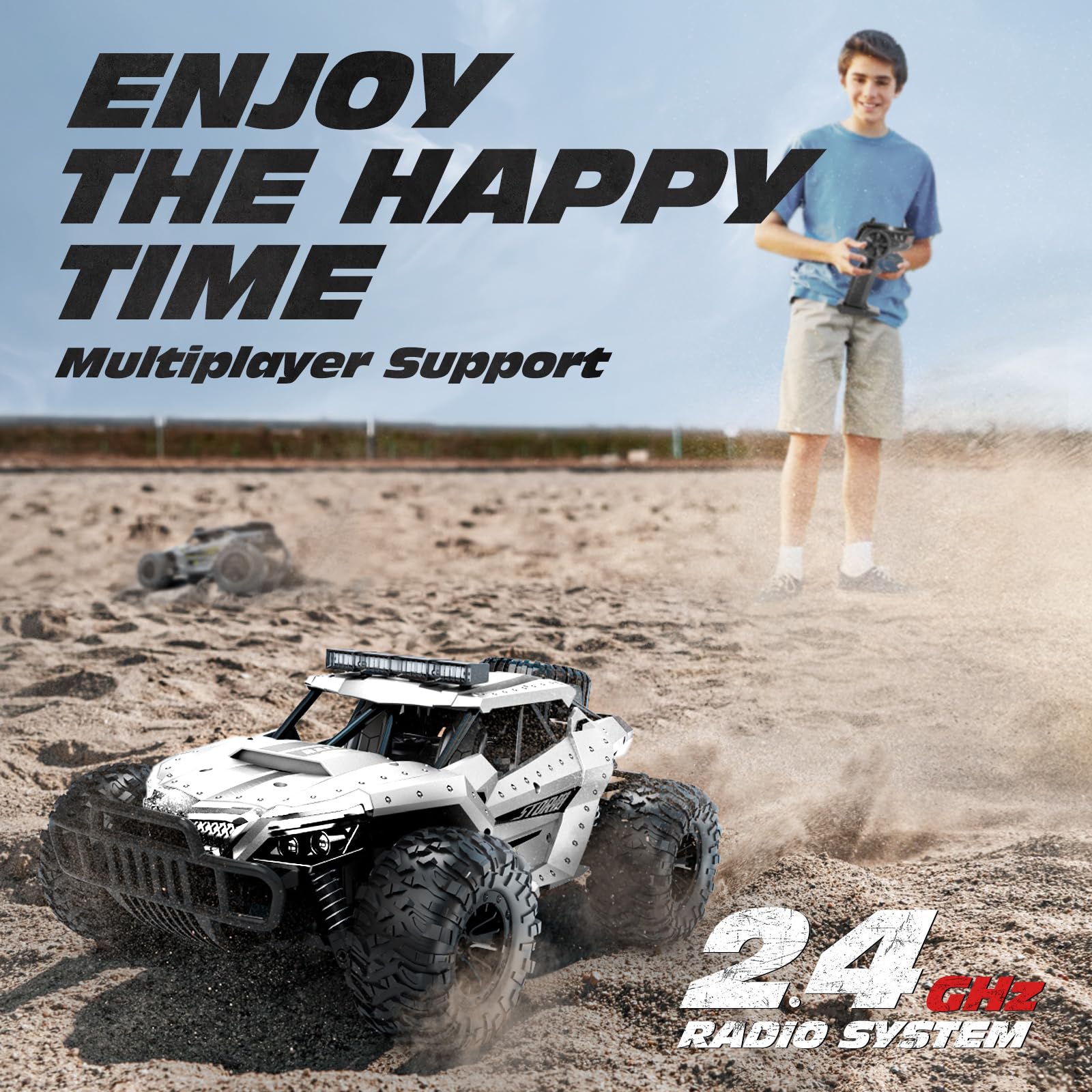 Foto 5 pulgar | Control Remoto Rc Car Tecnock A Escala 1/16, 20 Km/h, Plateado - Venta Internacional.