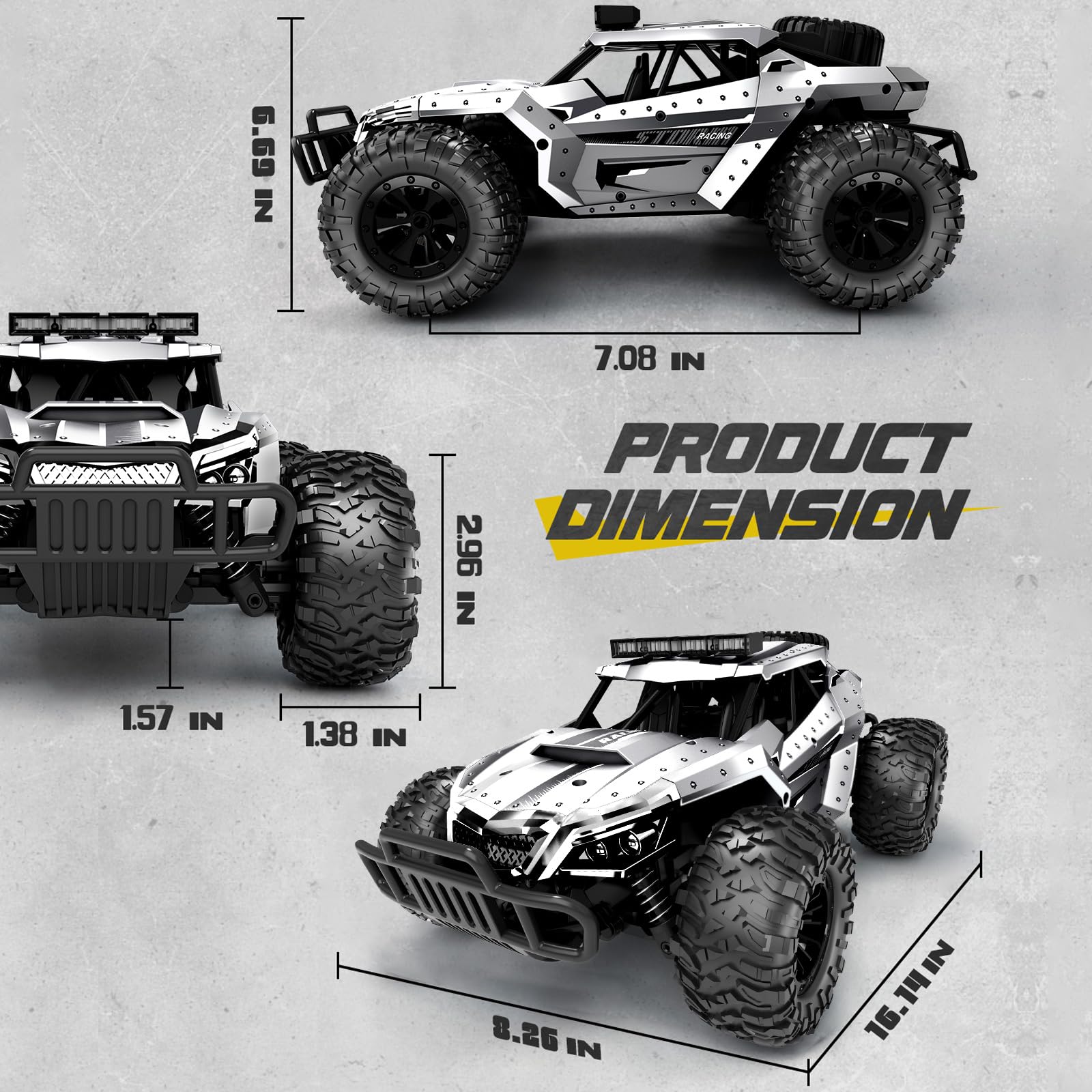 Foto 7 pulgar | Control Remoto Rc Car Tecnock A Escala 1/16, 20 Km/h, Plateado - Venta Internacional.