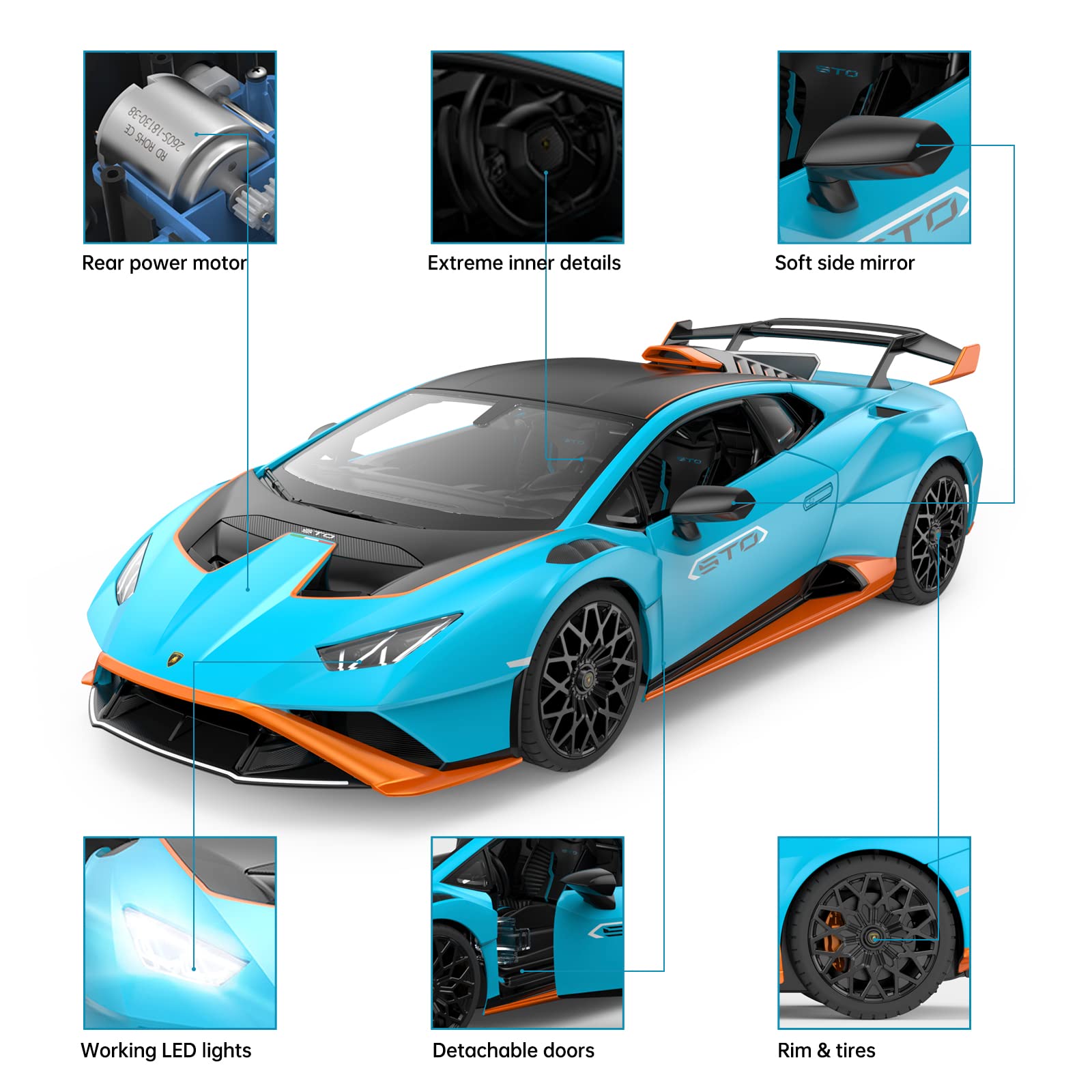 Foto 6 pulgar | Coche A Control Remoto Rastar Lamborghini Huracán Sto 1/14 Blue - Venta Internacional.