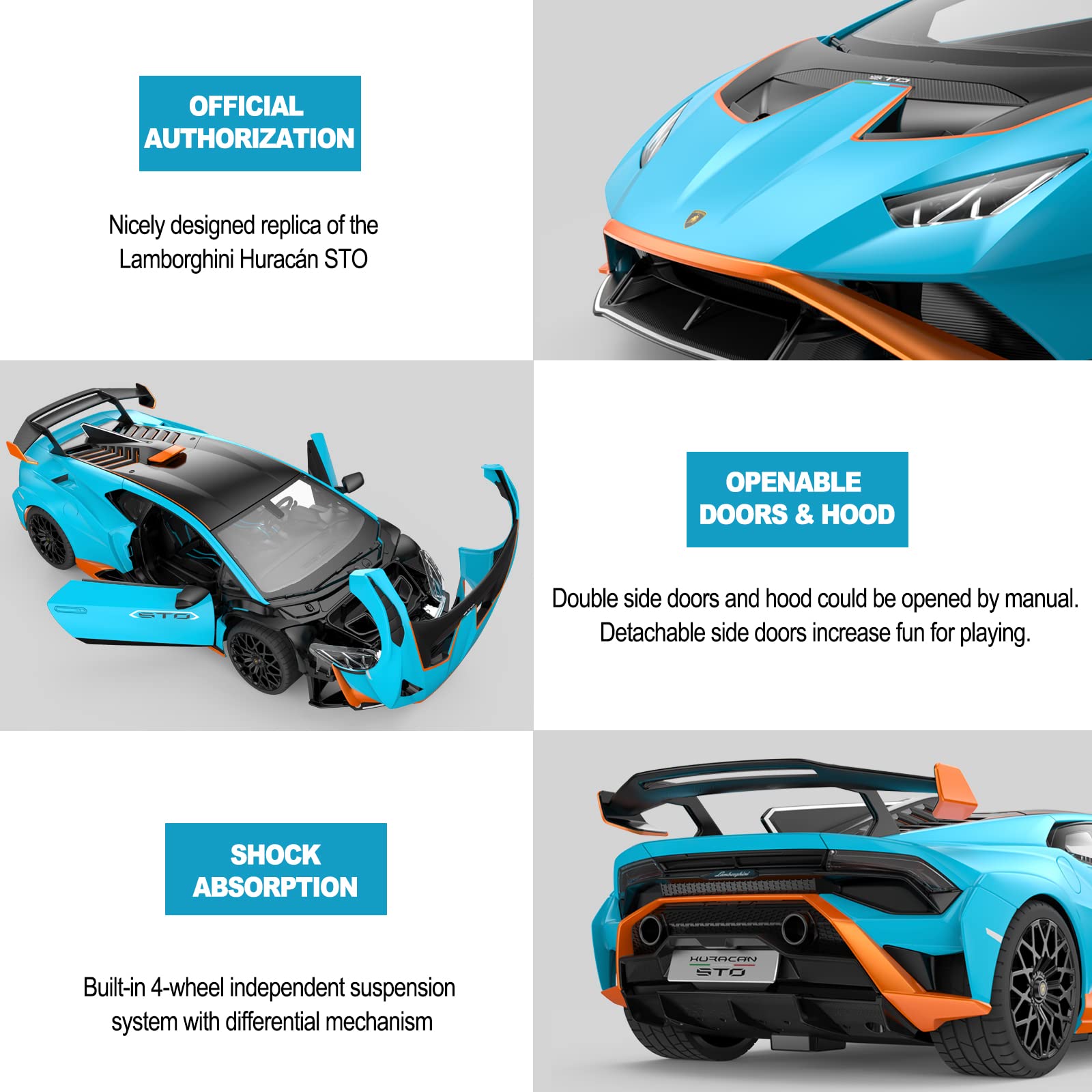 Foto 7 pulgar | Coche A Control Remoto Rastar Lamborghini Huracán Sto 1/14 Blue - Venta Internacional.