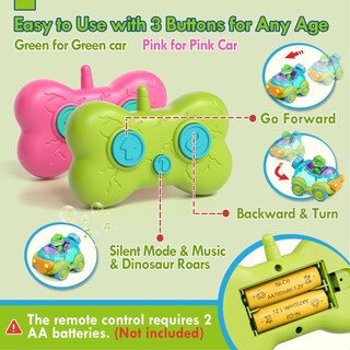 Foto 4 | Juguete De Dinosaurio Lehoo Castle Girl Con Control Remoto Para Coche, Paquete De 2 - Venta Internacional.