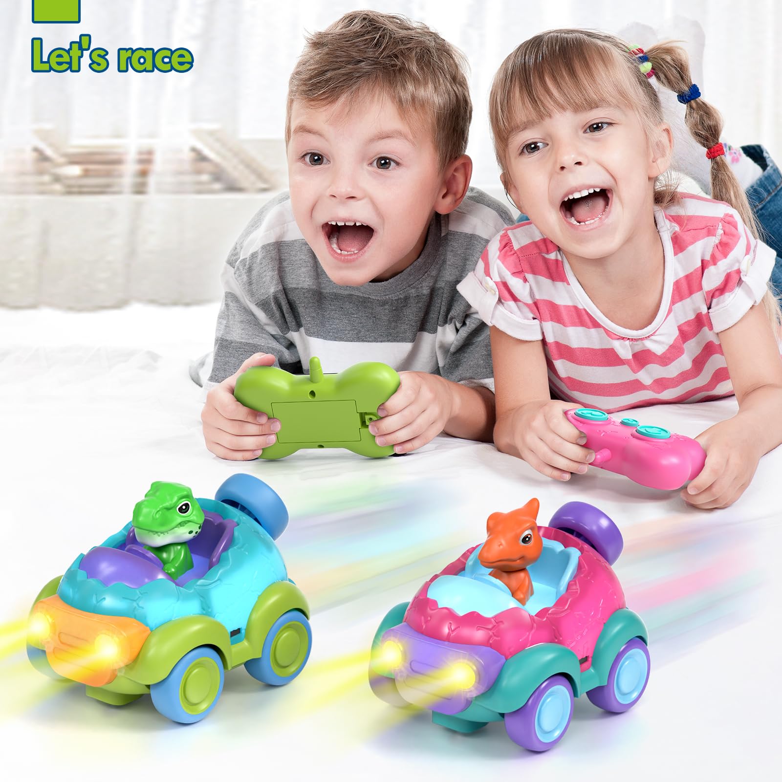Foto 5 | Juguete De Dinosaurio Lehoo Castle Girl Con Control Remoto Para Coche, Paquete De 2 - Venta Internacional.
