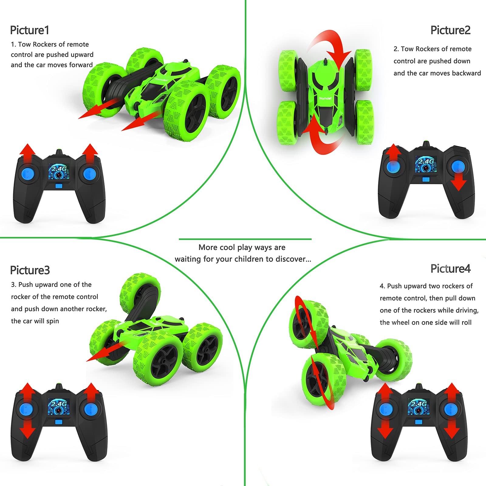 Foto 5 pulgar | Coche Con Mando A Distancia Hamdol, Doble Cara, 360°, 4wd Rc, Verde - Venta Internacional.