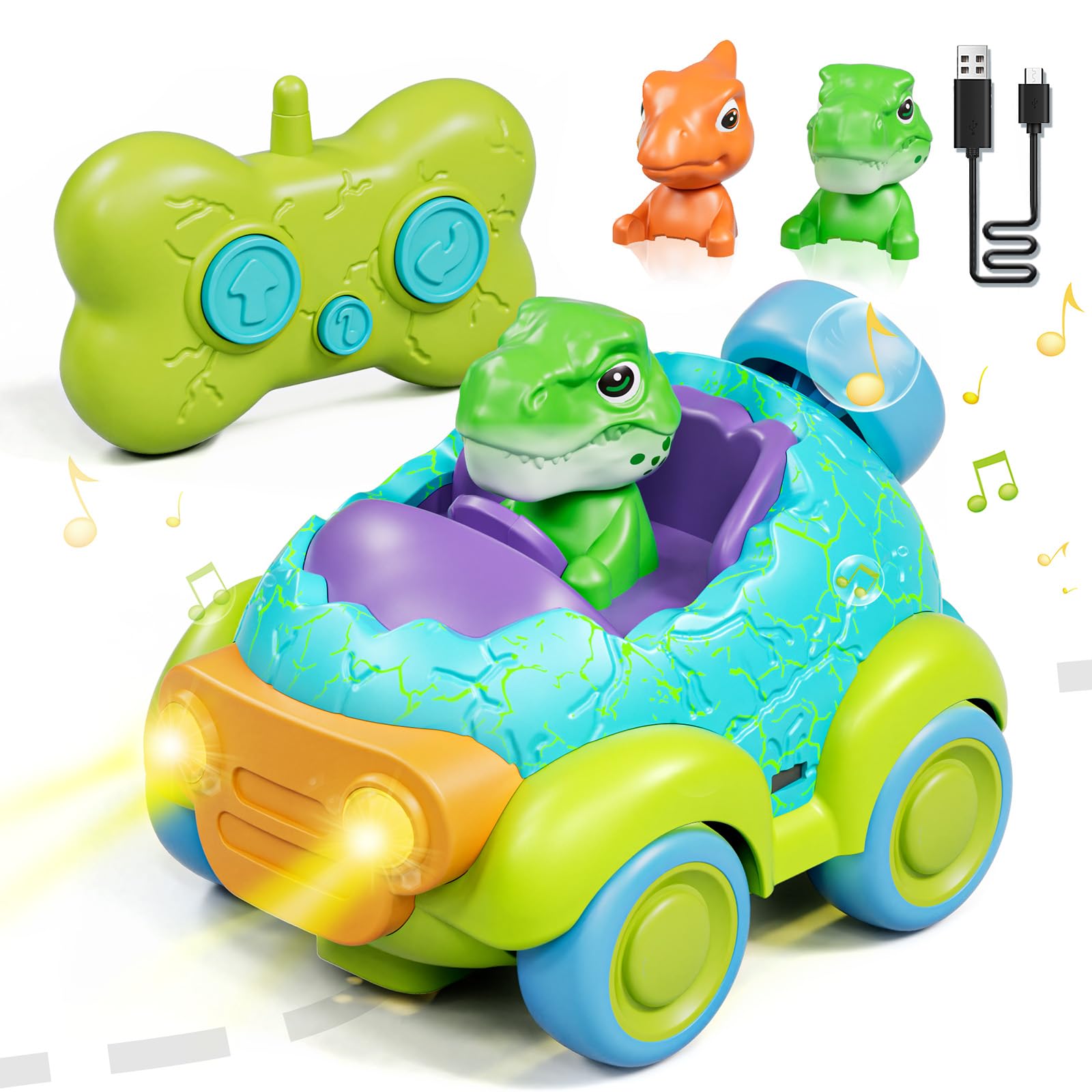 Coche De Control Remoto Lehoo Castle Dinosaur Recargable De 2 A 4 Años - Venta Internacional.