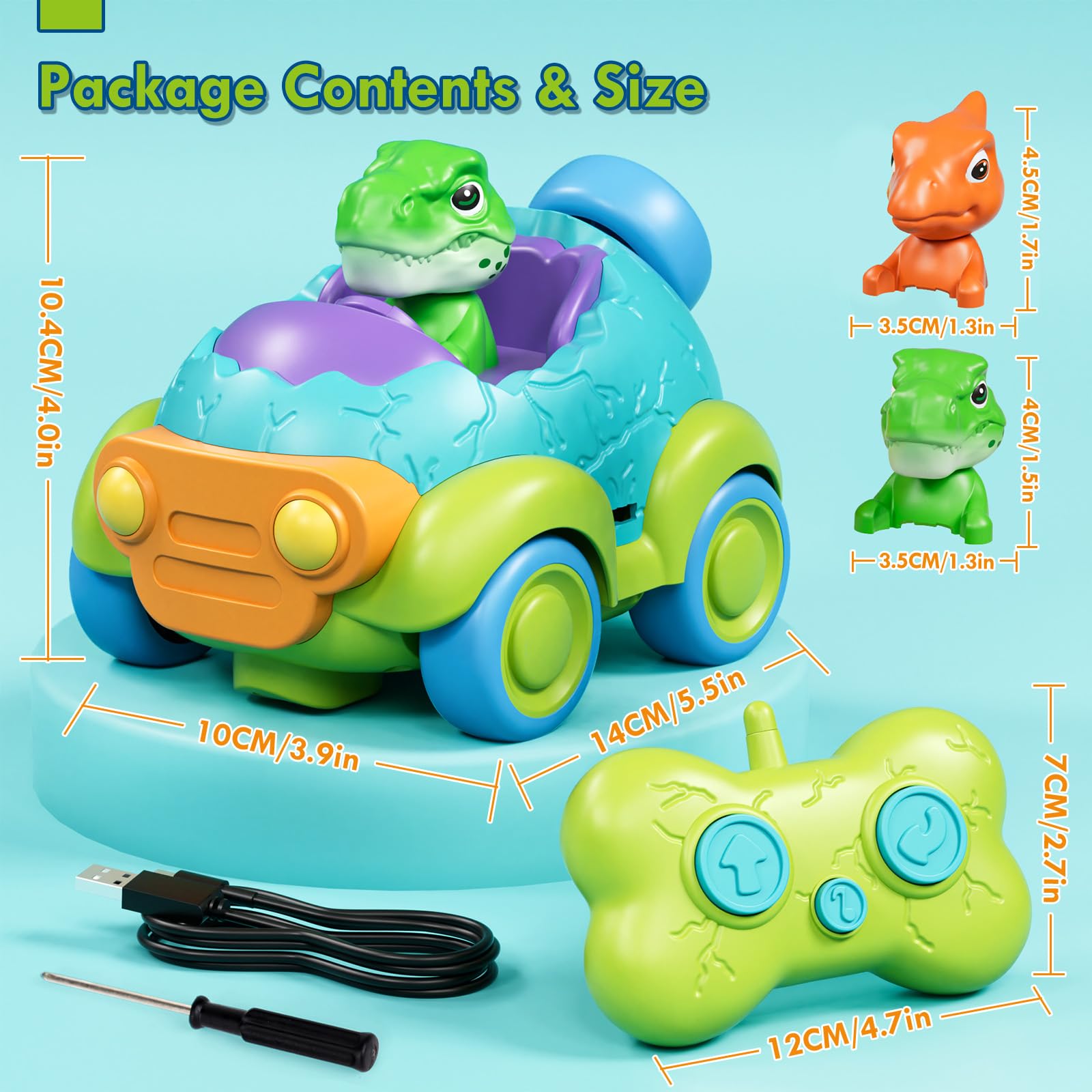 Foto 7 | Coche De Control Remoto Lehoo Castle Dinosaur Recargable De 2 A 4 Años - Venta Internacional.