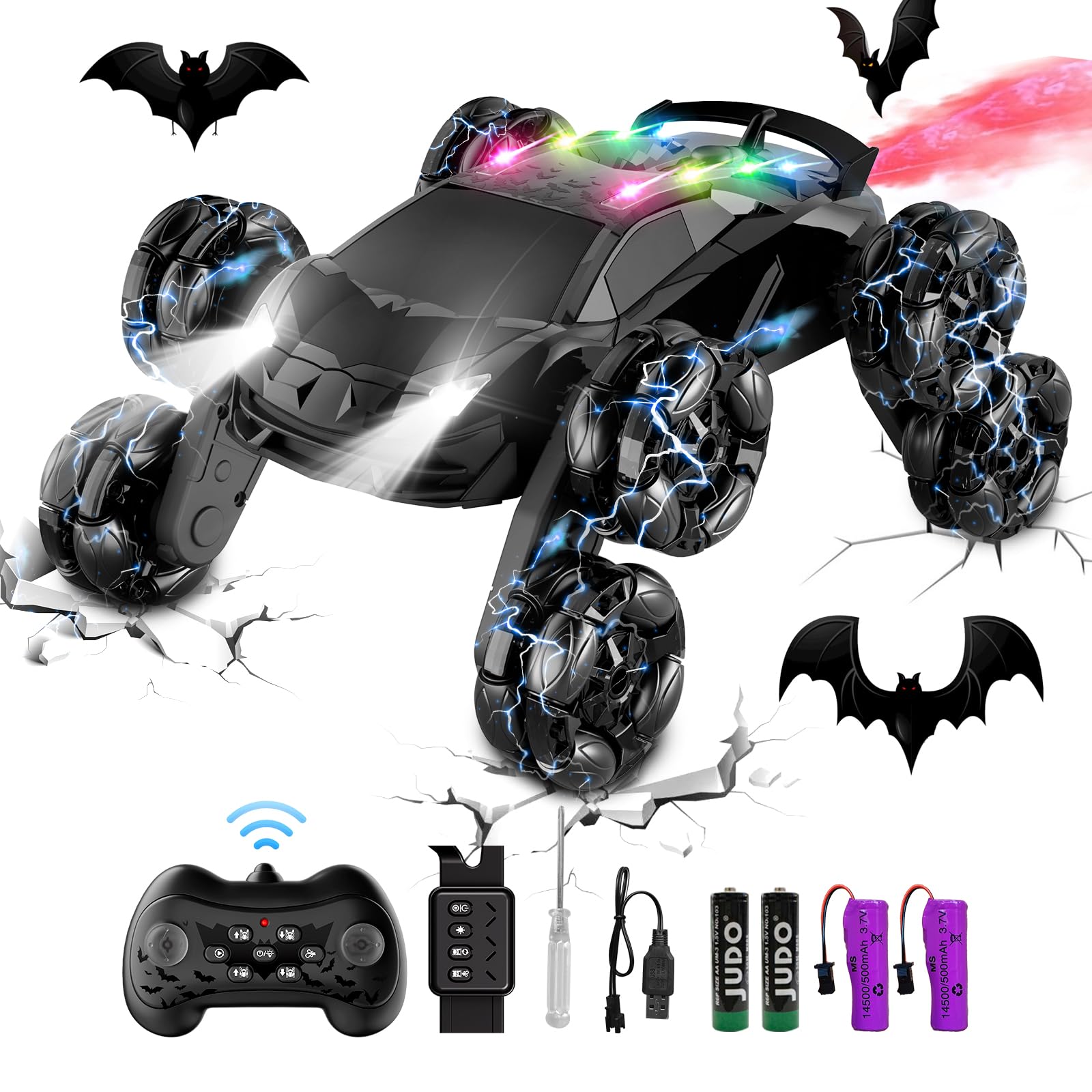 Control Remoto Terucle 8wd Para Coche Con Spray Y Luz Fría, Color Negro - Venta Internacional.