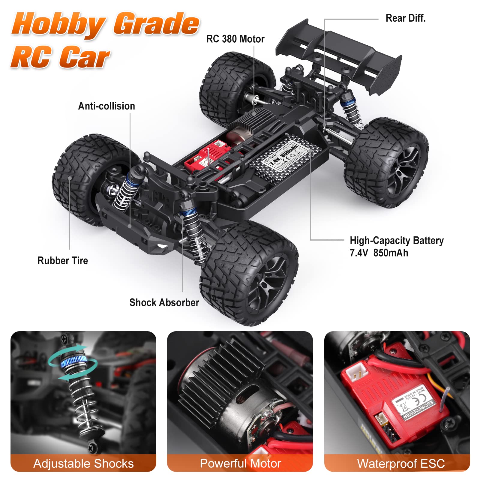 Foto 5 pulgar | Coche Rc Haiboxing A Escala 1:18 4wd 36 Km/h Resistente Al Agua Con 2 Baterías - Venta Internacional.