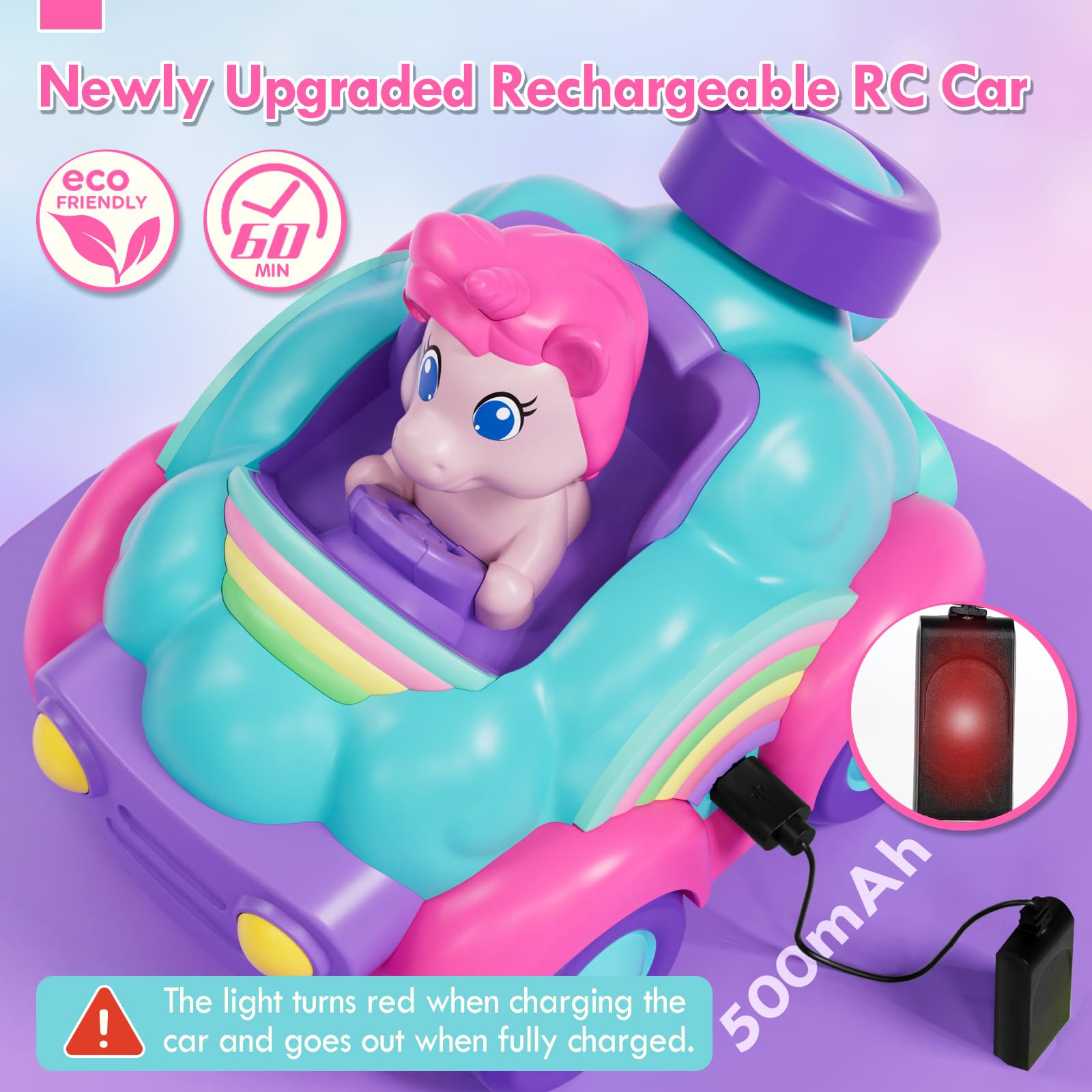 Foto 3 pulgar | Coche Rc Lehoo Castle Unicorn Recargable Para Niñas De 2 A 4 Años - Venta Internacional.