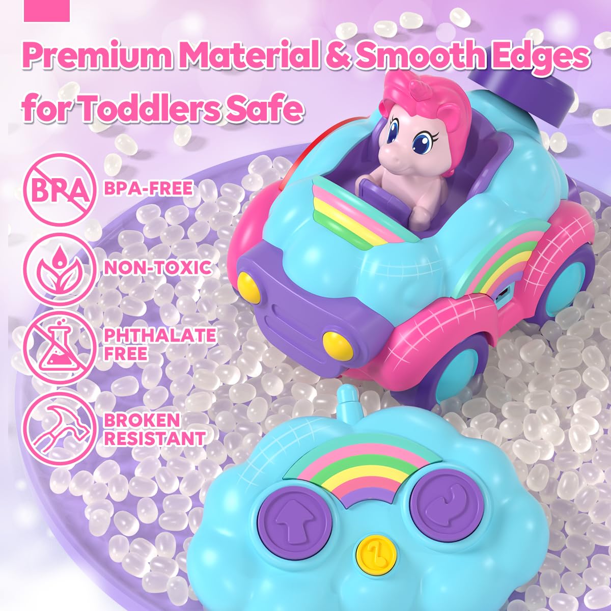 Foto 7 | Coche Rc Lehoo Castle Unicorn Recargable Para Niñas De 2 A 4 Años - Venta Internacional.