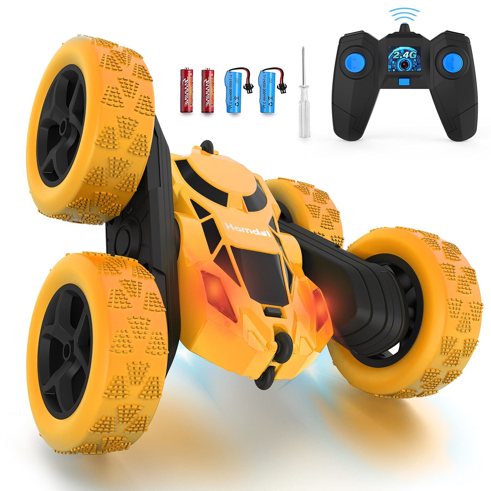 Control Remoto Para Coche Hamdol, Doble Cara, 360°, 4wd Rc, Amarillo - Venta Internacional.