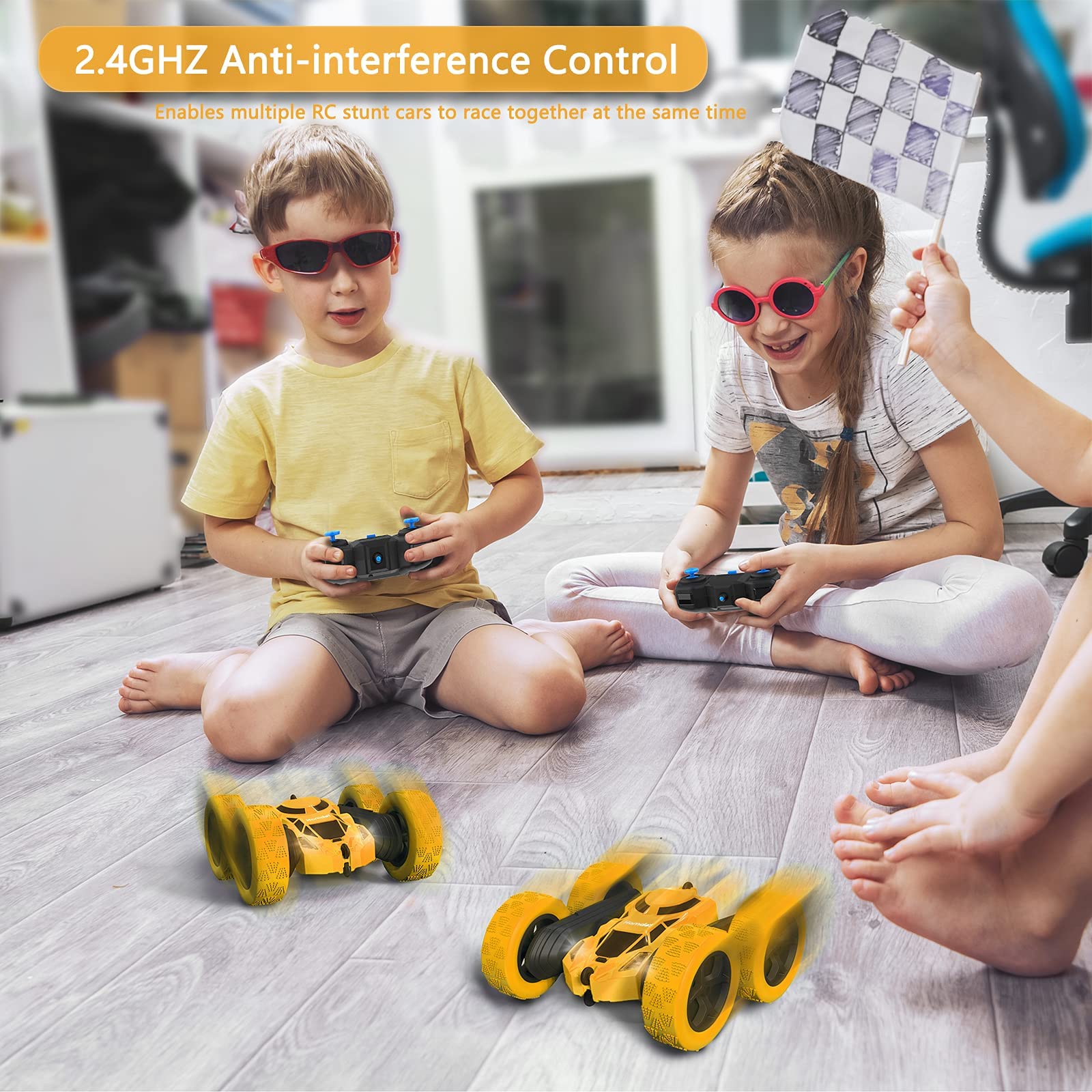 Foto 6 pulgar | Control Remoto Para Coche Hamdol, Doble Cara, 360°, 4wd Rc, Amarillo - Venta Internacional.