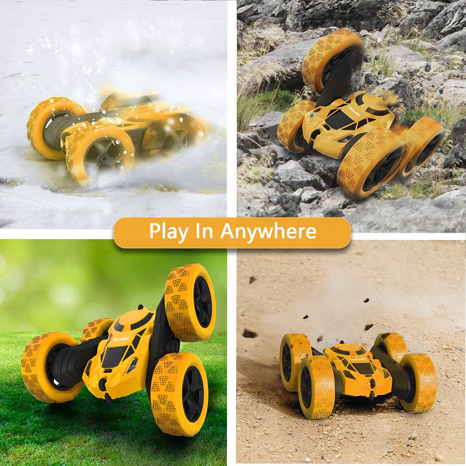 Foto 7 pulgar | Control Remoto Para Coche Hamdol, Doble Cara, 360°, 4wd Rc, Amarillo - Venta Internacional.