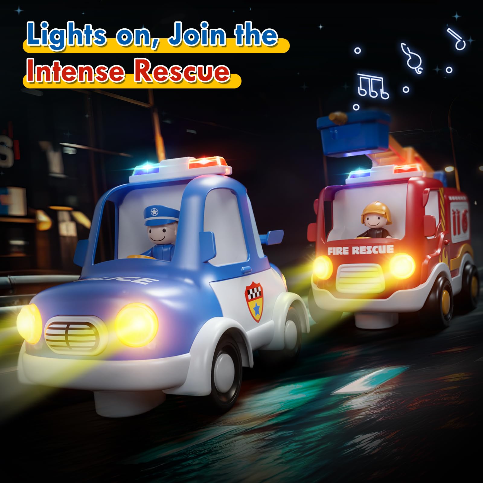 Foto 5 | Coche A Control Remoto Lehoo Castle Fire Truck Police Durante Más De 3 Años - Venta Internacional.