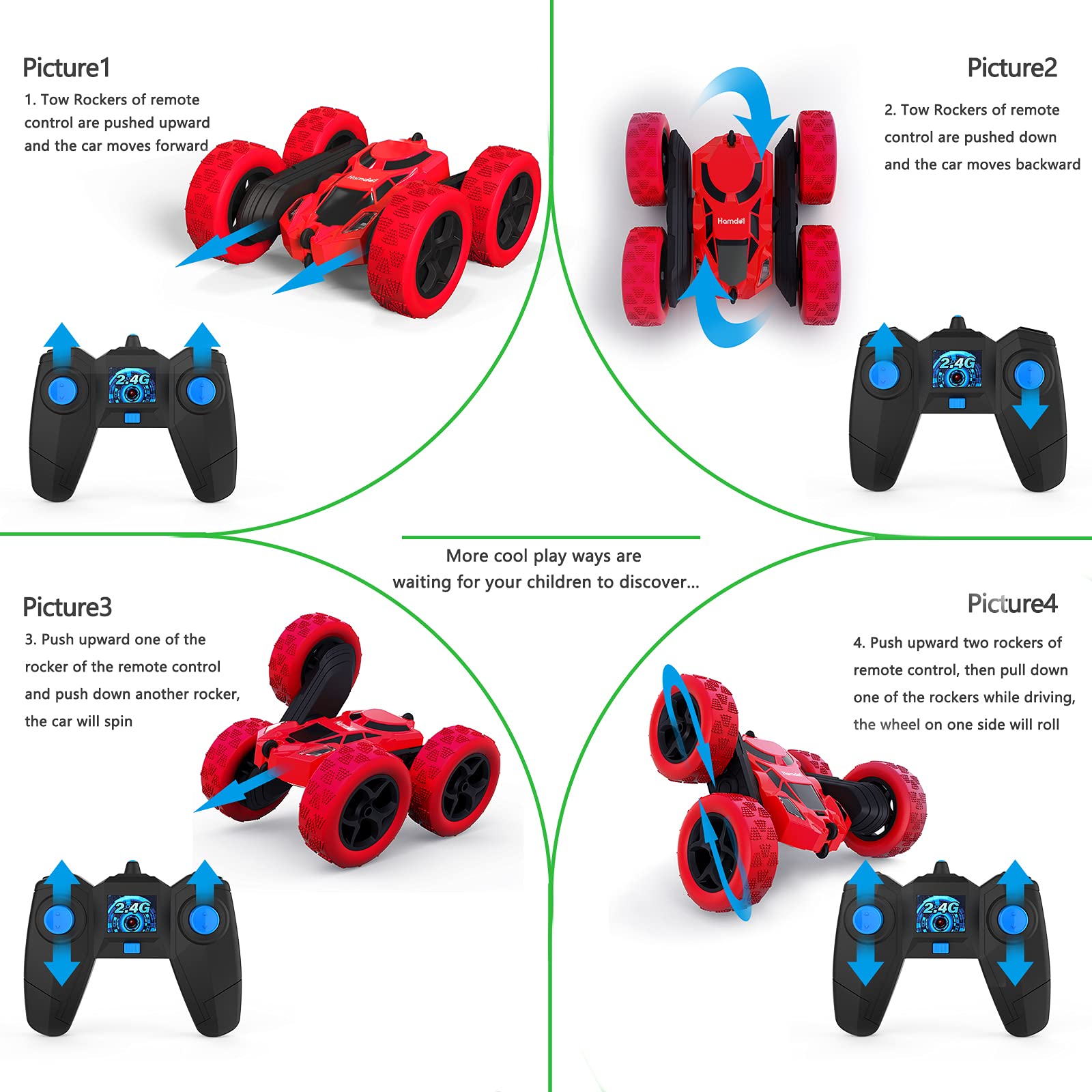 Foto 5 pulgar | Coche De Control Remoto Hamdol De Doble Cara, 360°, 4wd Rc, 6-12 Años - Venta Internacional.