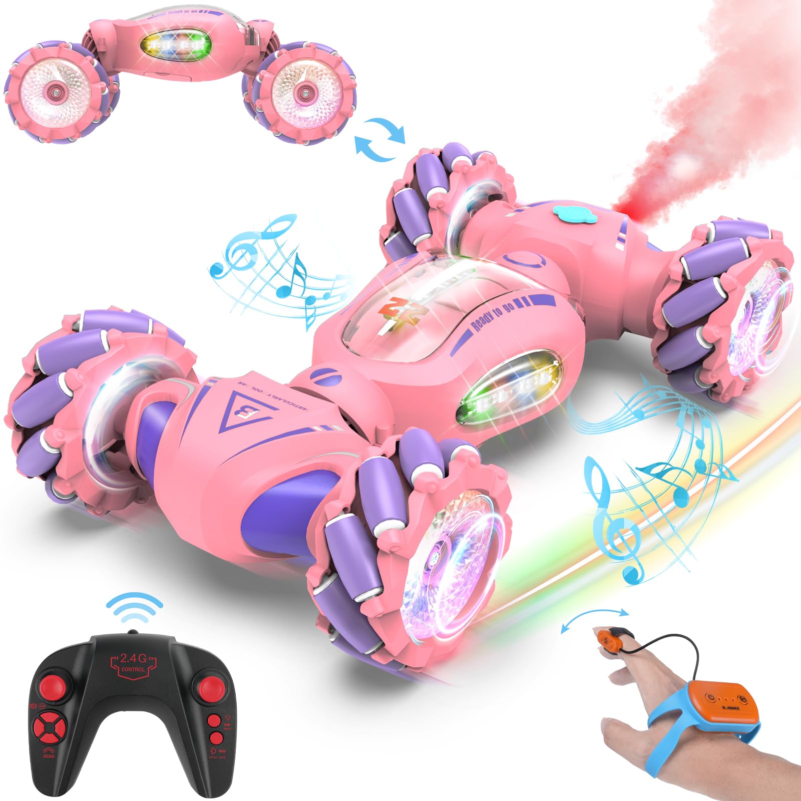 Foto 2 pulgar | Coche Con Mando A Distancia Fosgoit Pink Stunt Con Rotación De 360° Para Niñas - Venta Internacional.