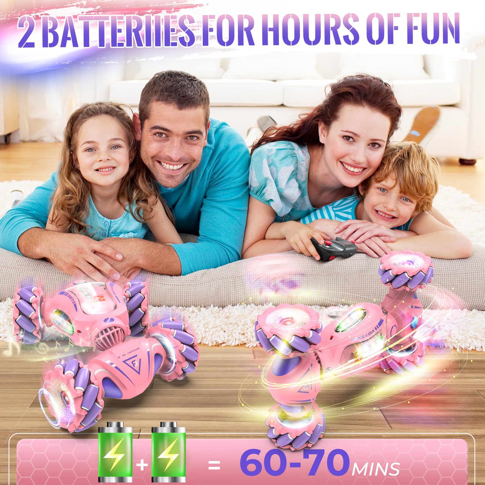 Foto 4 pulgar | Coche Con Mando A Distancia Fosgoit Pink Stunt Con Rotación De 360° Para Niñas - Venta Internacional.