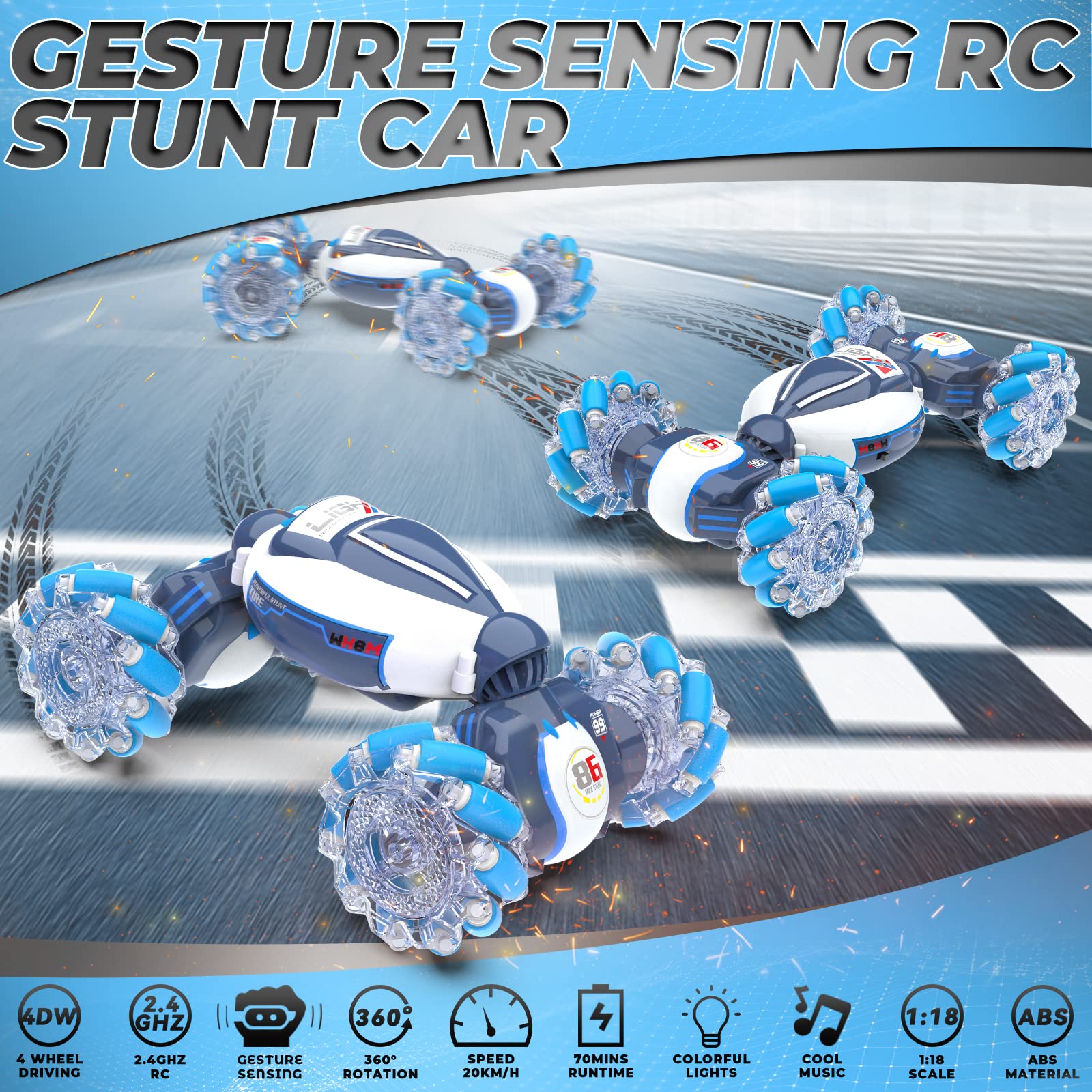 Foto 5 pulgar | Control Remoto Rc Stunt Car Dysaim Con Sensor De Gestos De 2,4 Ghz - Venta Internacional.