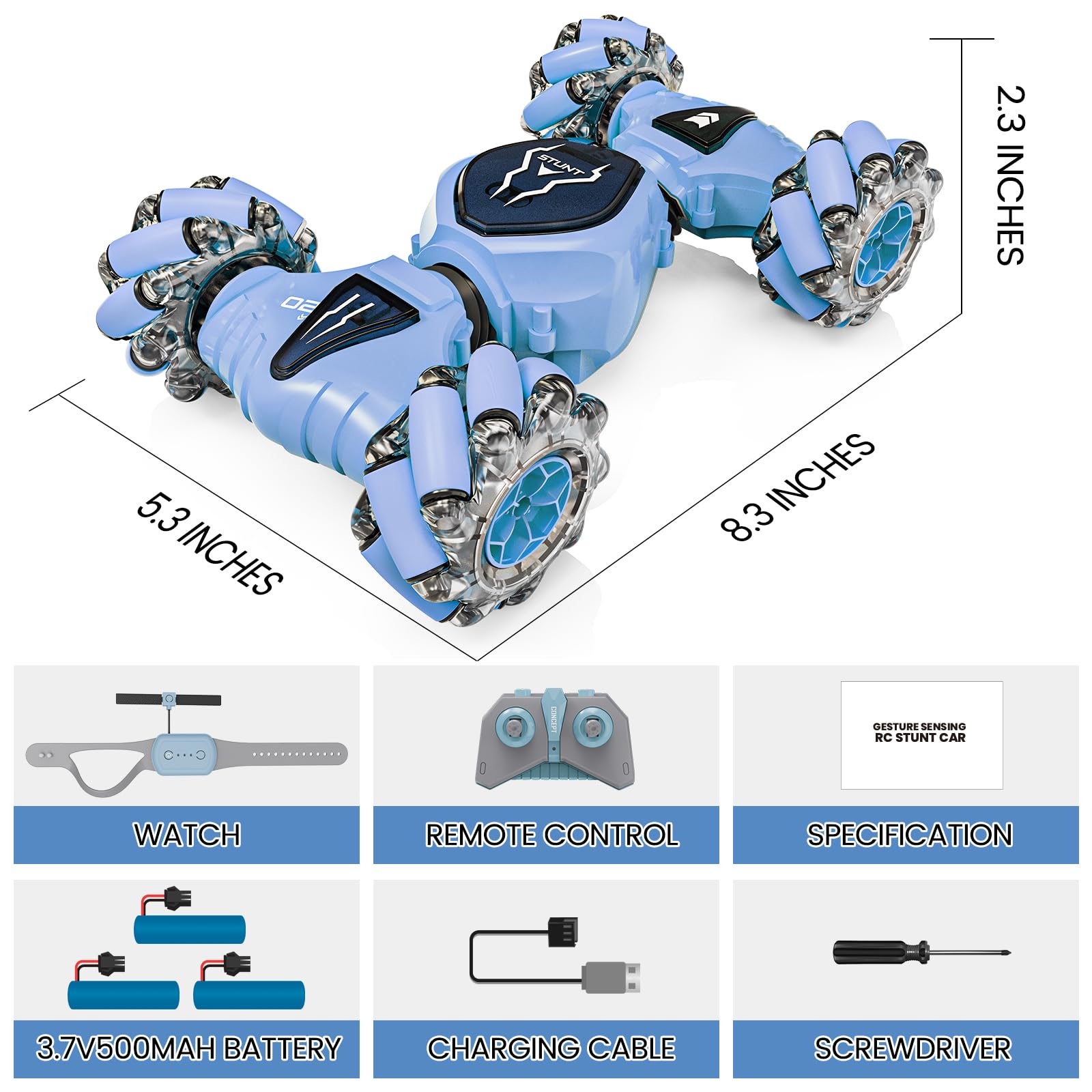 Foto 8 pulgar | Coche De Control Remoto Tecnock Rc Cars 4wd Stunt Con Rotación De 360° - Venta Internacional.